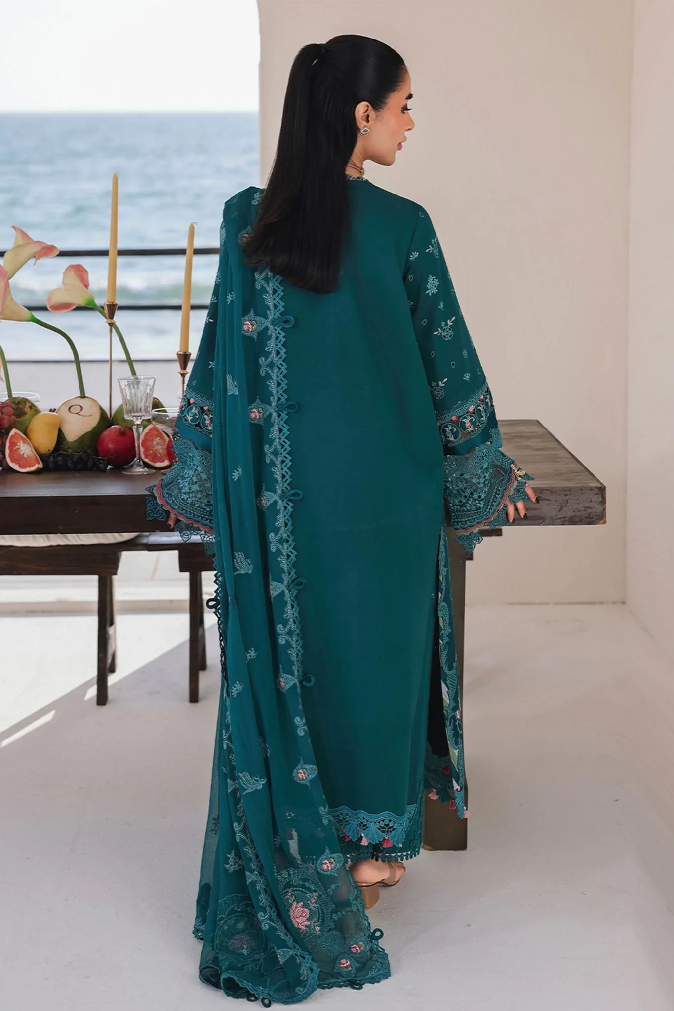Sahil By Qalamkar Unstitched 3 Piece Luxury Lawn Suit-SA-04-Elif - Image 3