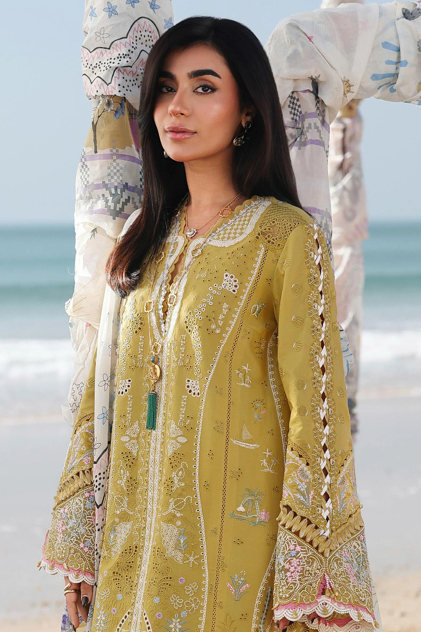 Sahil By Qalamkar Unstitched 3 Piece Luxury Lawn Suit-SA-07-Hira - Image 2