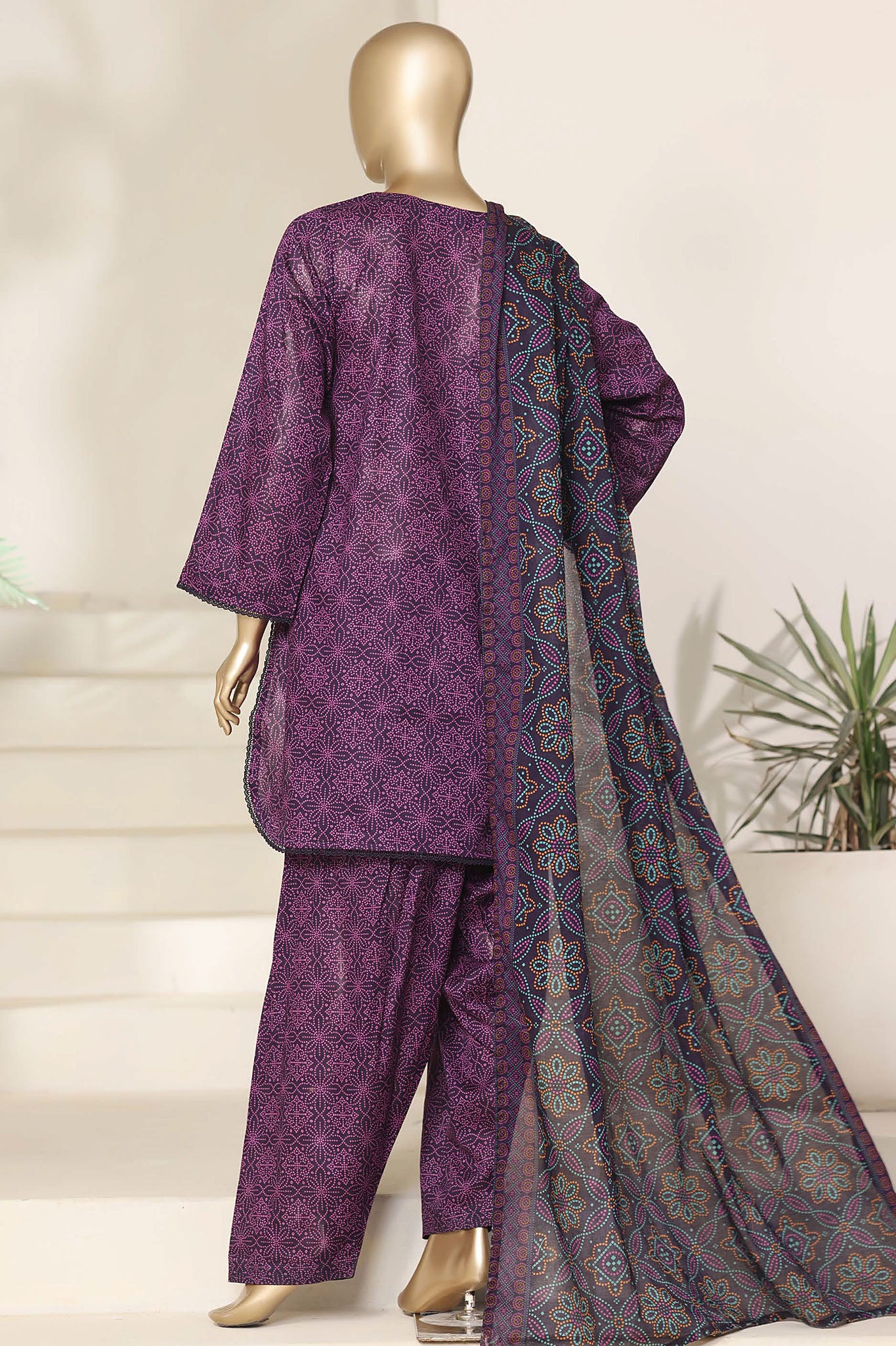 Sada Bahar Stitched 3 Piece Printed With Shalwar-Pr-79A-Purple - Image 3