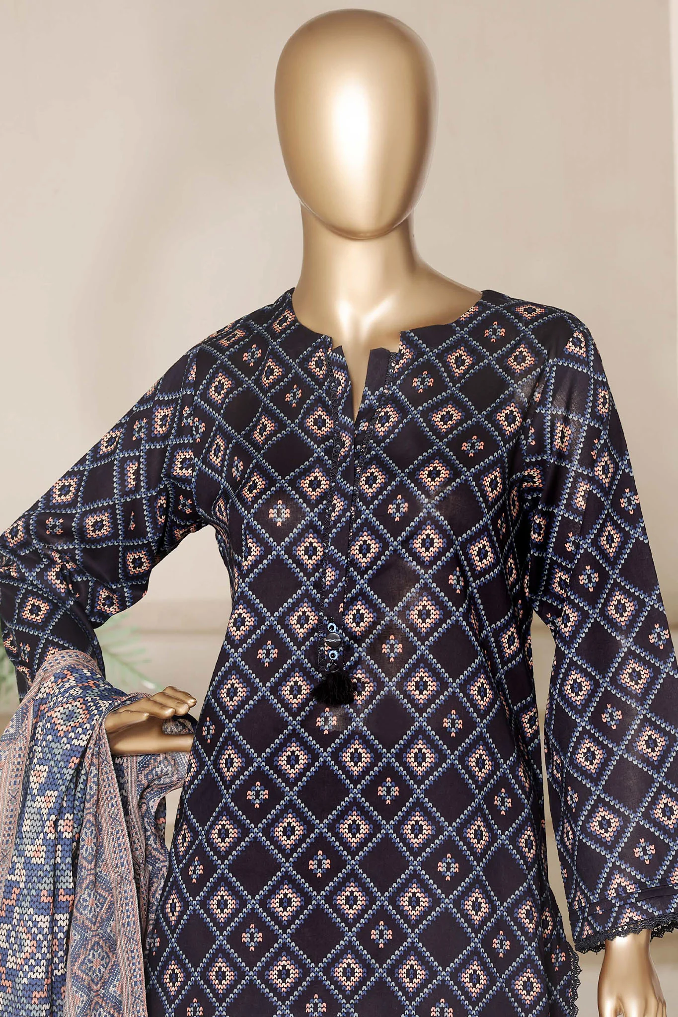 Sada Bahar Stitched 3 Piece Printed With Shalwar-Pr-85B-Blue - Image 2