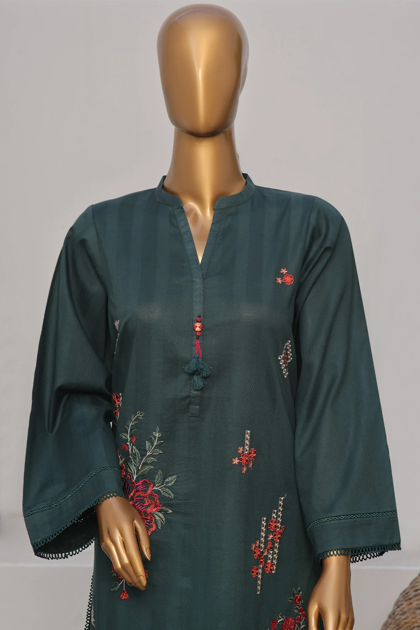 Sada Bahar Stitched 2 Piece Co Ords Emb Jacquard Vol-05 Suit-D-05-Green - Image 2