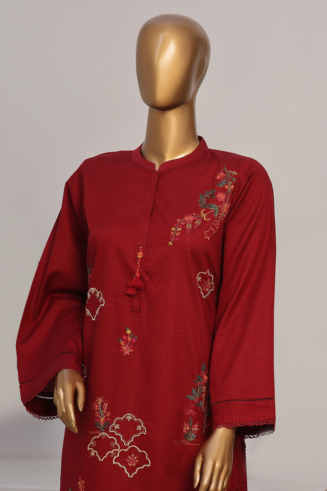 Sada Bahar Stitched 2 Piece Co Ords Emb Jacquard Vol-05 Suit-D-06-Maroon - Image 2