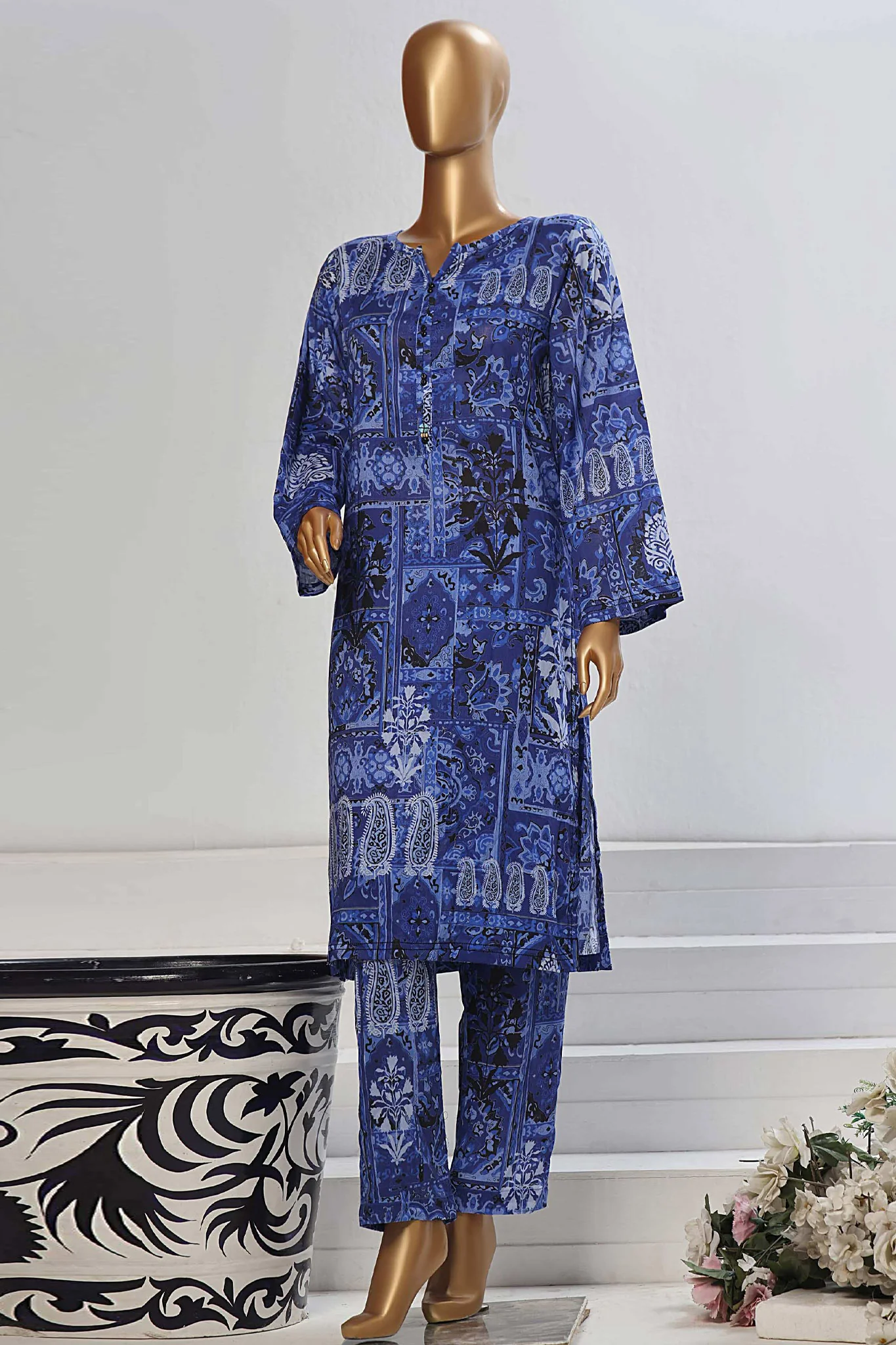 Sada Bahar Stitched 2 Piece Co Ords Printed Lawn Vol-03 Suit-D-4932-Blue