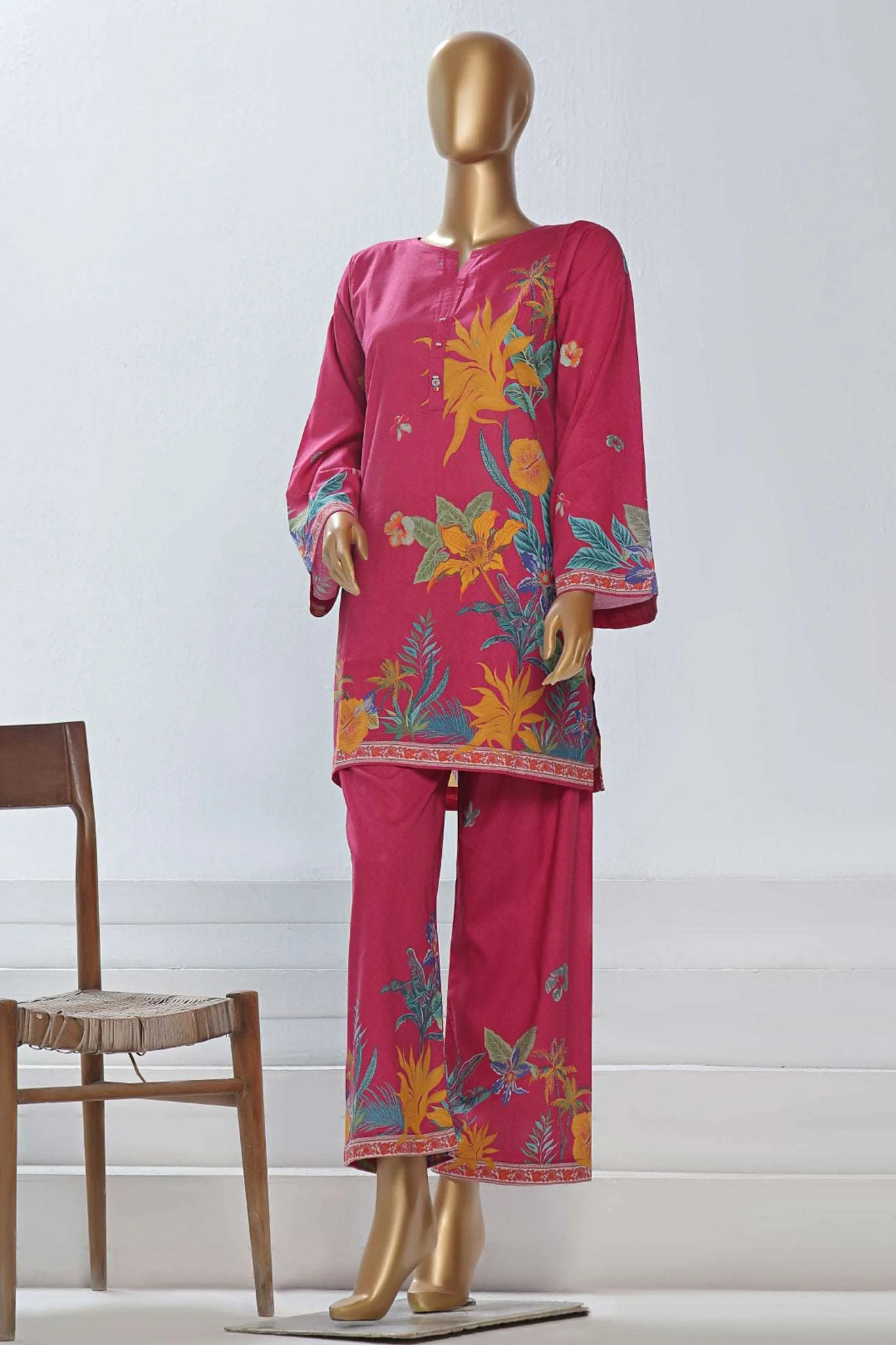 Sada Bahar Stitched 2 Piece Mid Summer Co Ords Lawn Suit-D-5043-Magenta