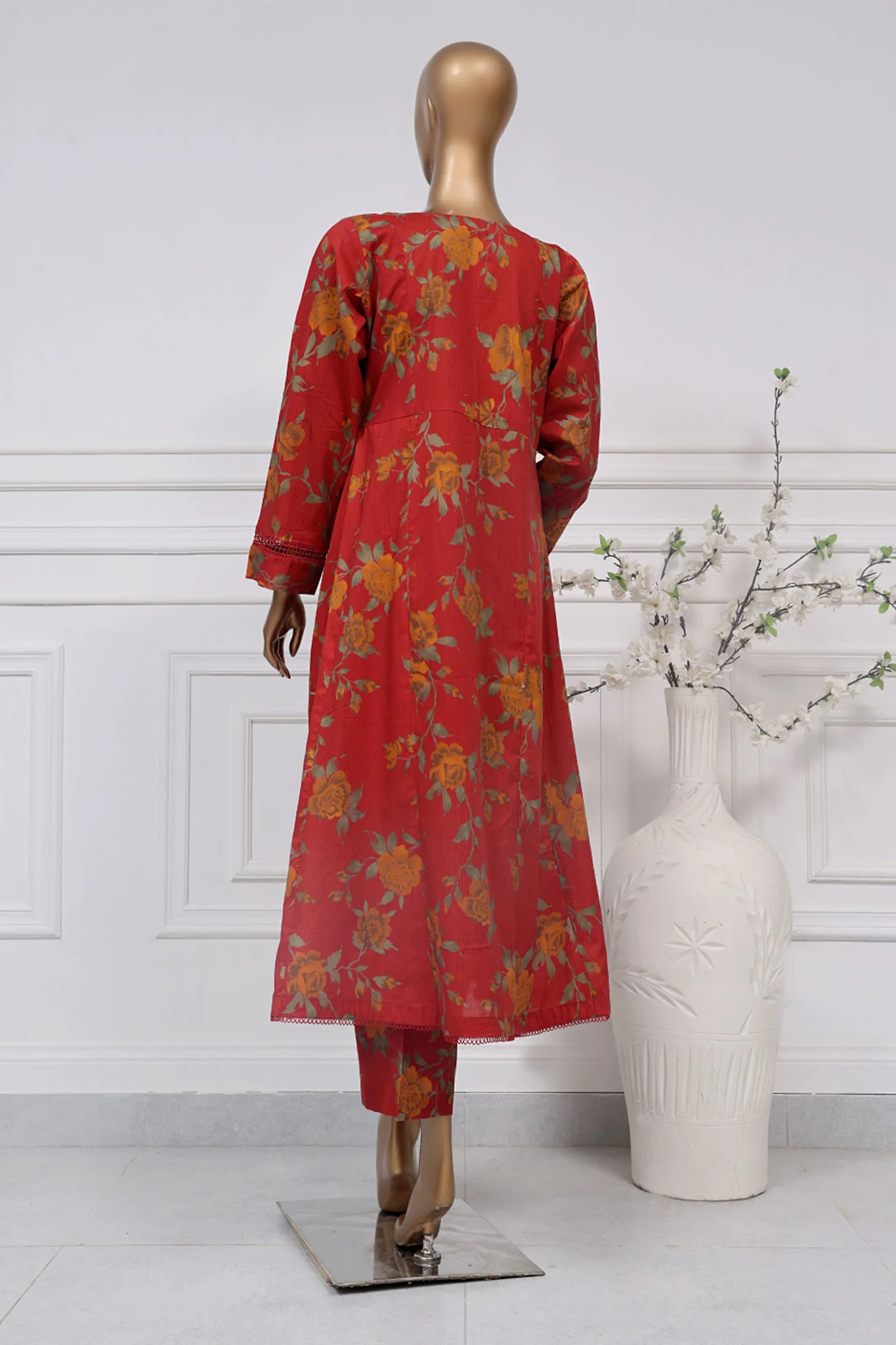 Sada Bahar Stitched 2 Piece Peplum Frock Collection-D-4929-Rust - Image 2