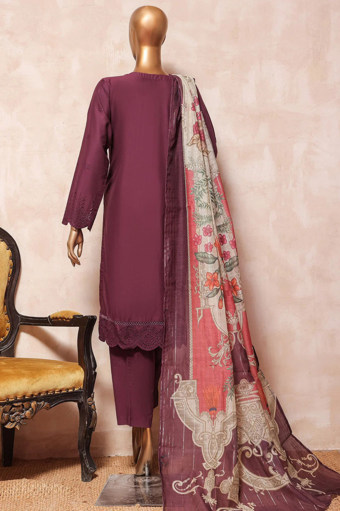 Sada Bahar Stitched 3 Piece Chikankari Suit-CK1-Magenta - Image 2