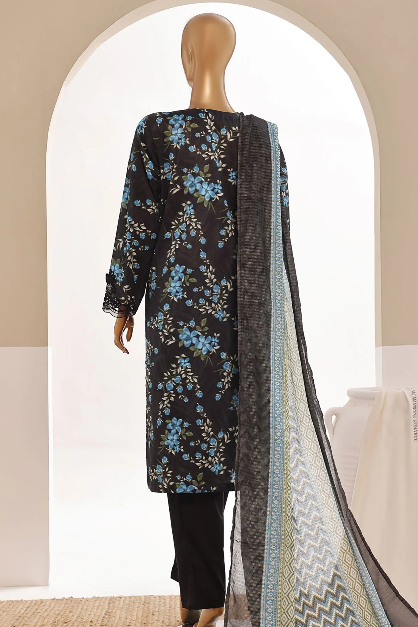 Sada Bahar Stitched 3 Piece Cutwork Emb Lawn Vol-04 Suit-CW-2046-Black - Image 3