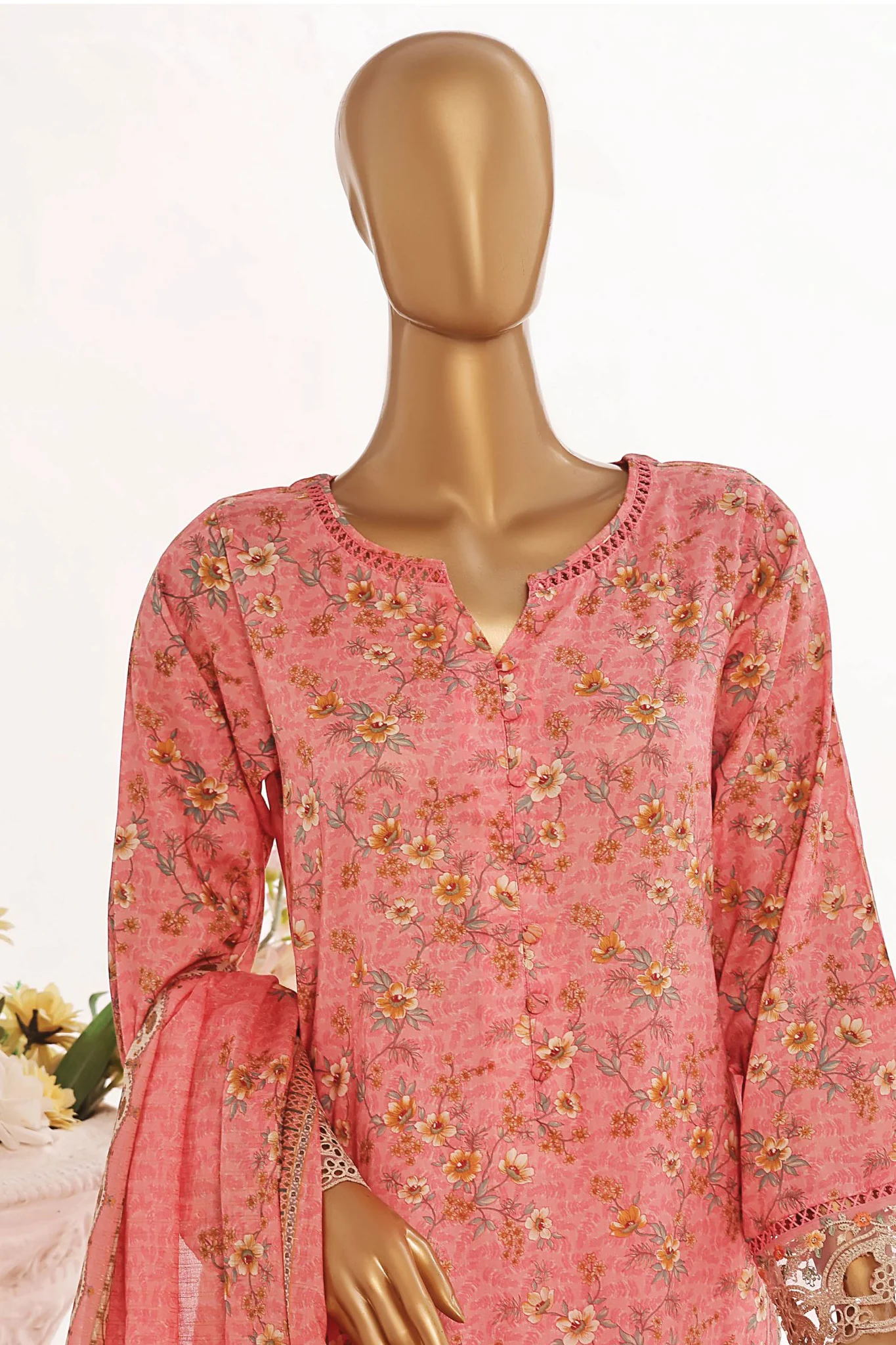 Sada Bahar Stitched 3 Piece Cutwork Emb Lawn Vol-04 Suit-CW-2050-Pink - Image 2