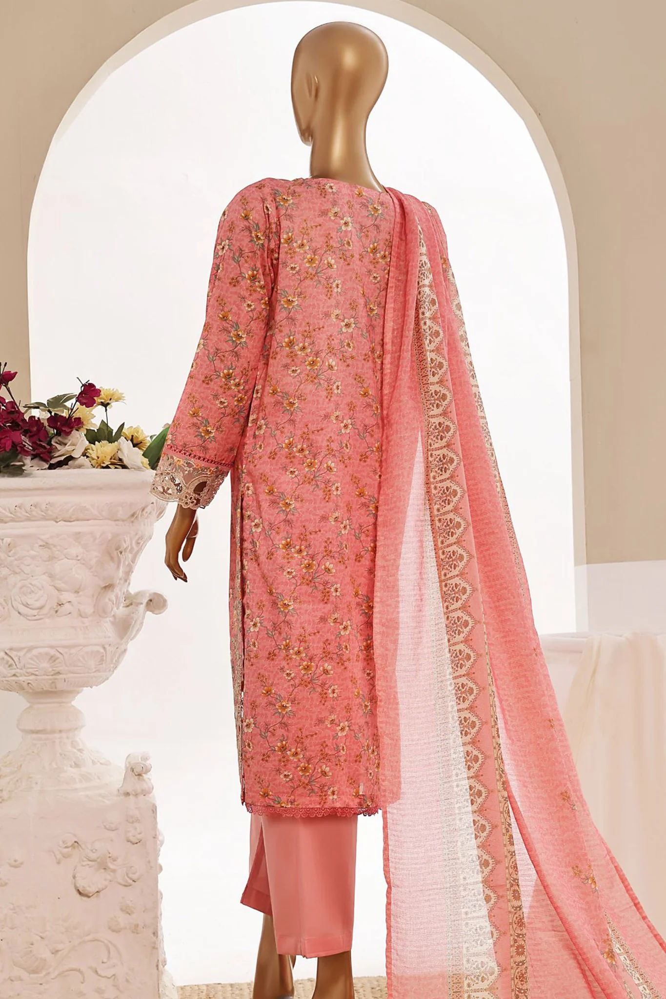 Sada Bahar Stitched 3 Piece Cutwork Emb Lawn Vol-04 Suit-CW-2050-Pink - Image 3