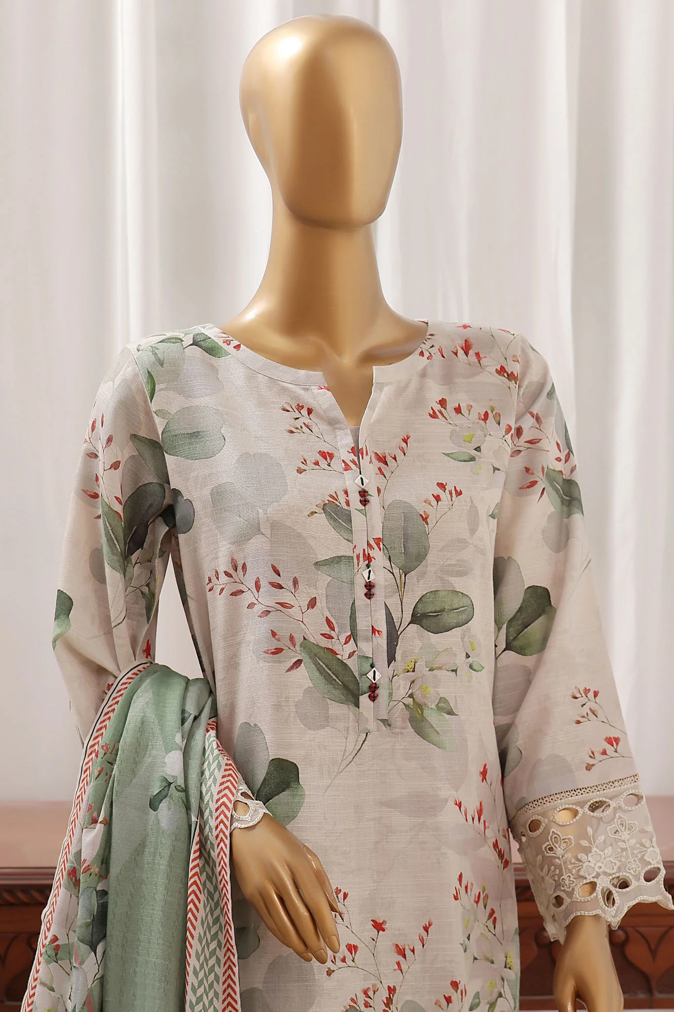 Sada Bahar Stitched 3 Piece Emb Khaddar Vol-02 Suit-D-8143-Skin - Image 2