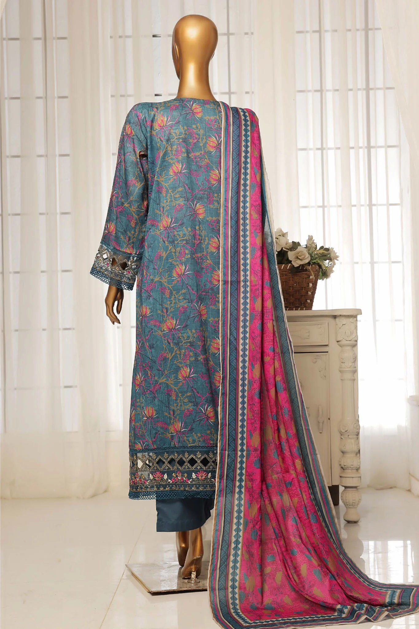 Sada Bahar Stitched 3 Piece Festive Emb Lawn Vol-01 Suit-D-5210-Blue - Image 3