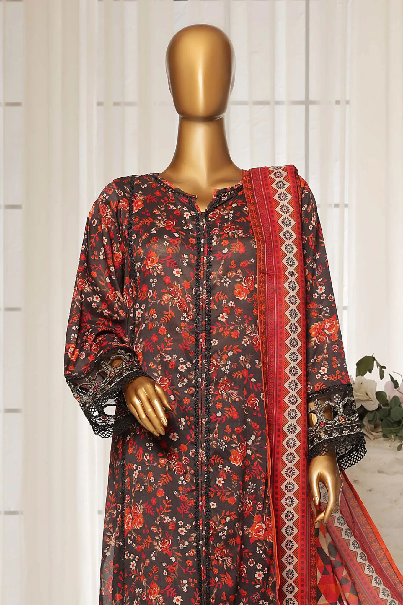 Sada Bahar Stitched 3 Piece Festive Emb Lawn Vol-01 Suit-D-6123-Black - Image 2