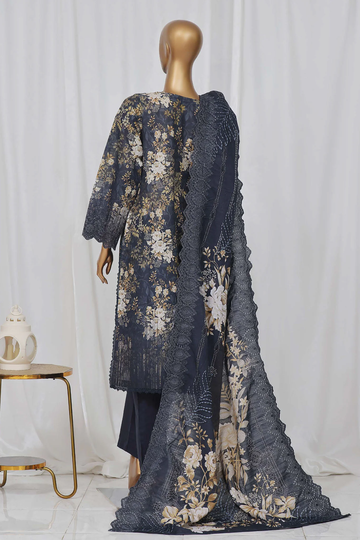 Sada Bahar Stitched 3 Piece Laser Cutwork Chikankari Vol-02 Suit-CK-19-Navy Blue - Image 3