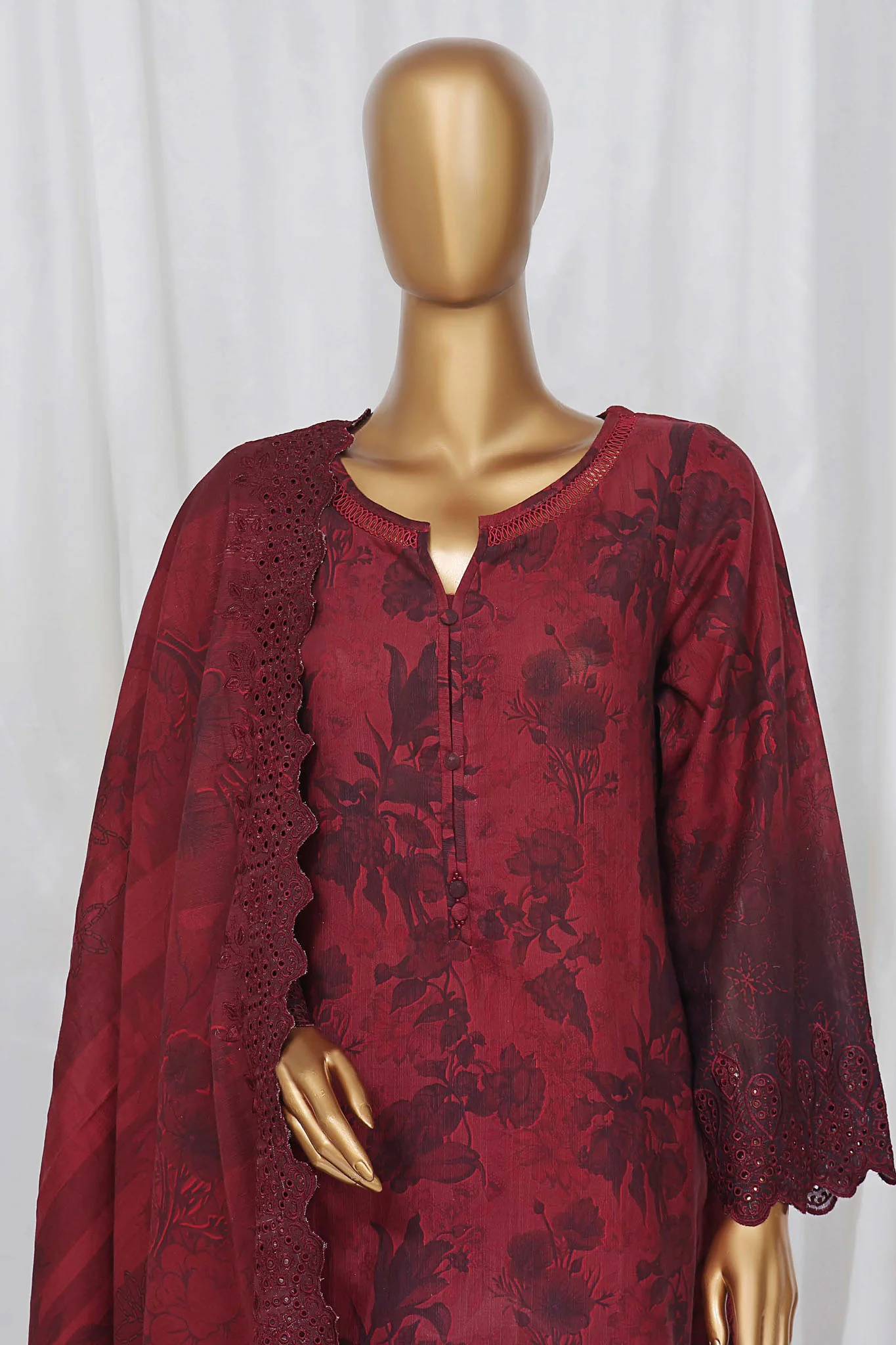 Sada Bahar Stitched 3 Piece Laser Cutwork Chikankari Vol-01 Suit-D-03-B-Maroon - Image 2