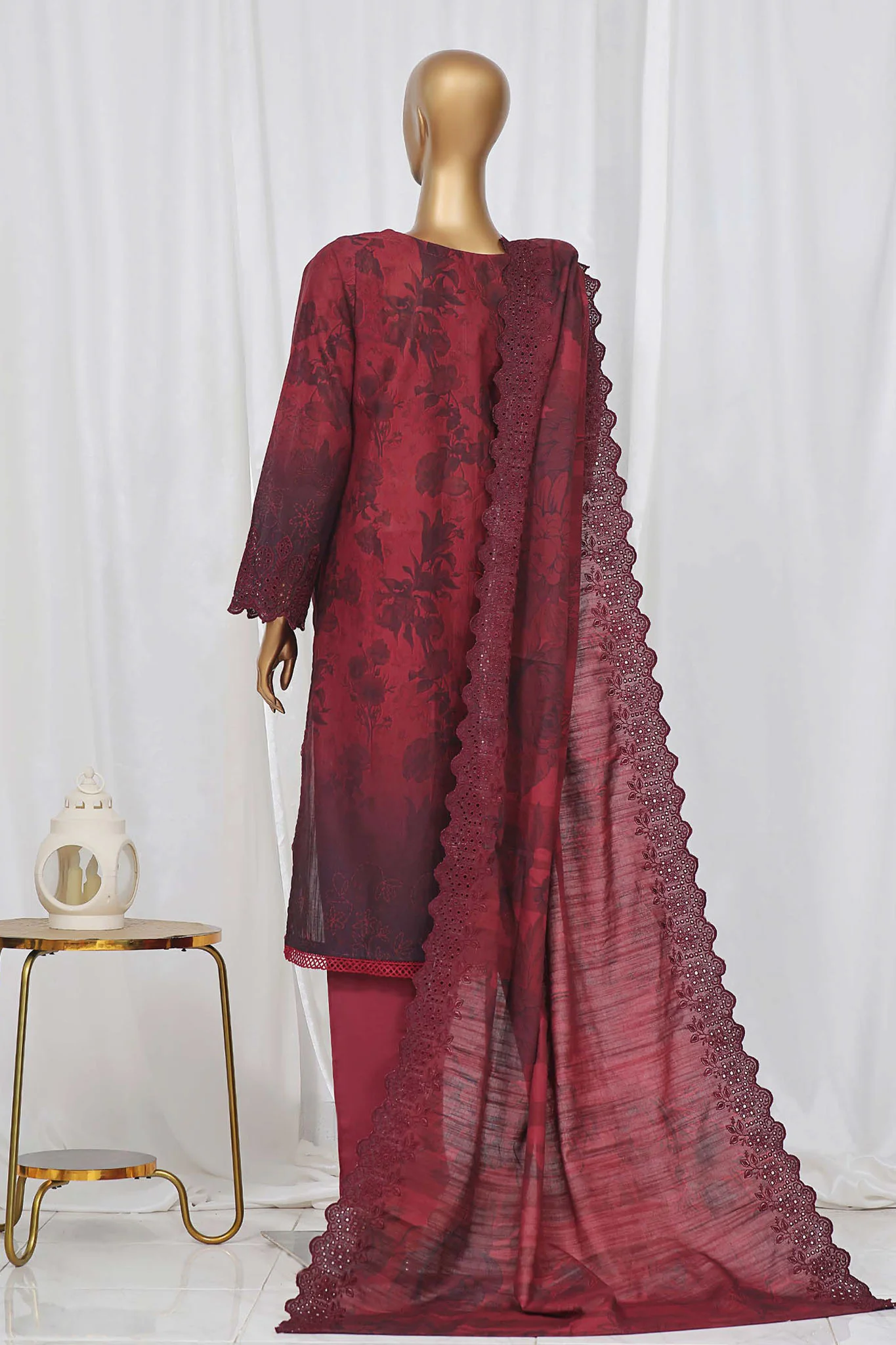 Sada Bahar Stitched 3 Piece Laser Cutwork Chikankari Vol-01 Suit-D-03-B-Maroon - Image 3