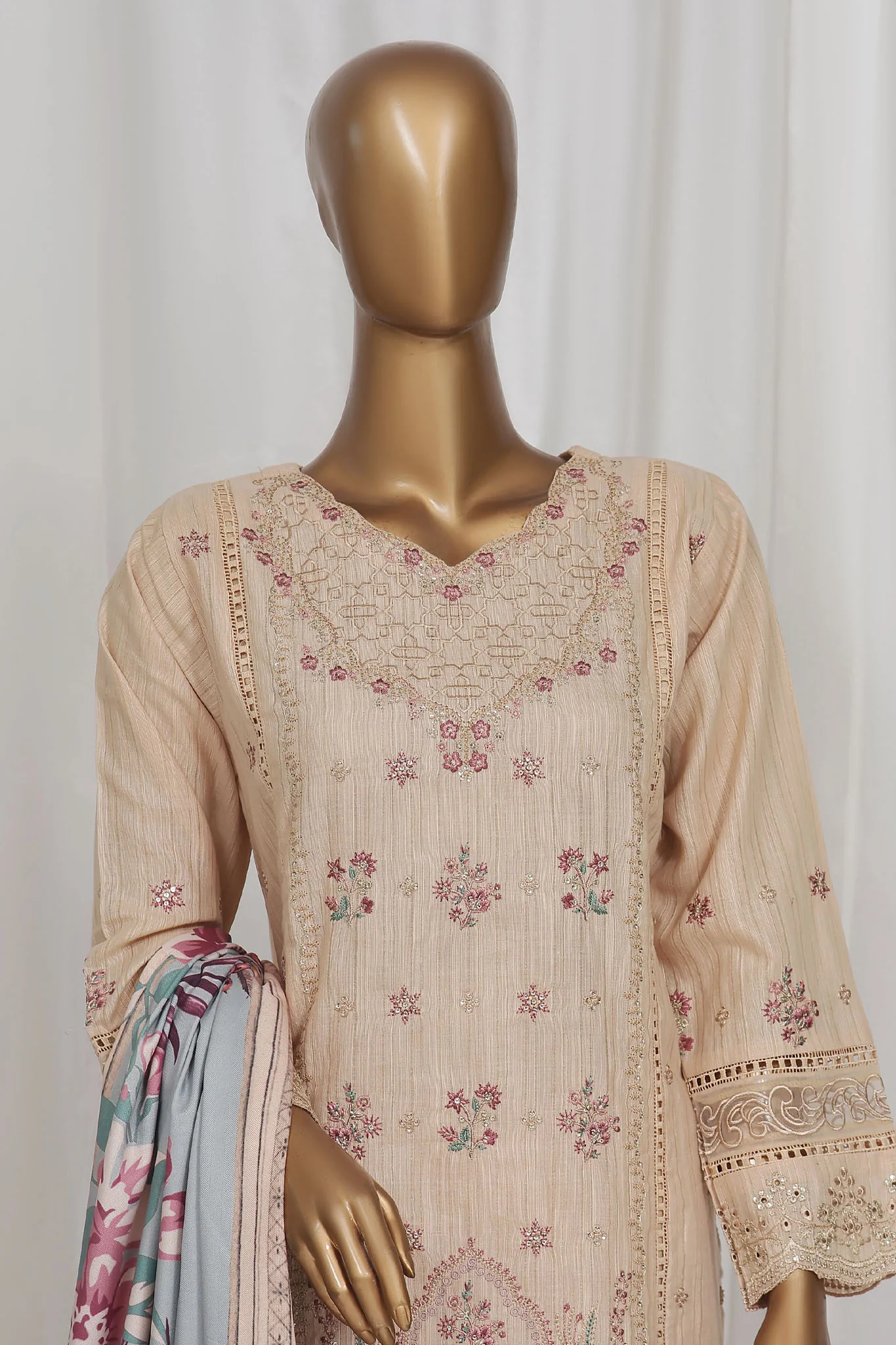 Sada Bahar Stitched 3 Piece Luxury Emb Khaddar Vol-01 Suit-LEK-201-Skin - Image 2