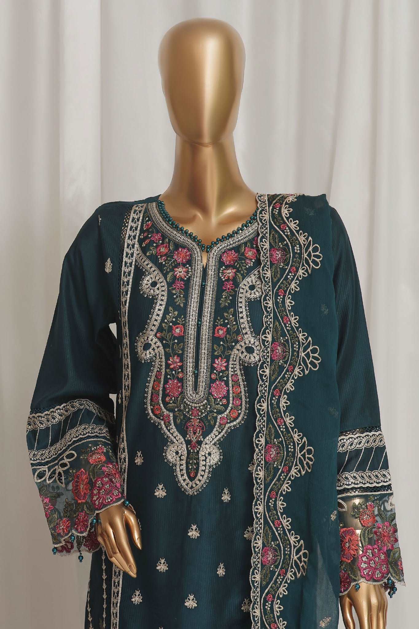 Sada Bahar Stitched 3 Piece Luxury Emb Rod Silk Vol-01 Suit-LEV-02-Sea Green - Image 2