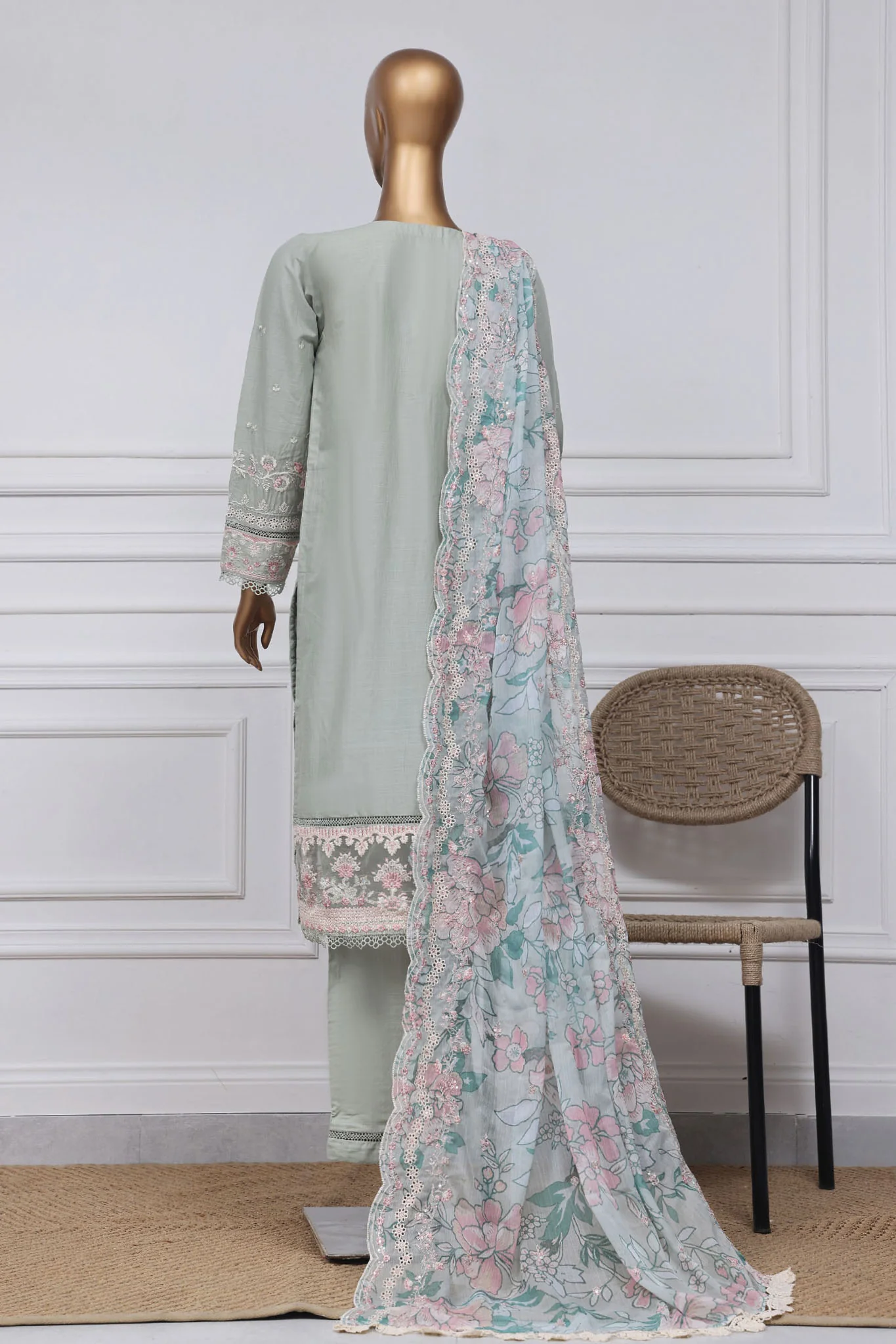 Sada Bahar Stitched 3 Piece Luxury Emb Spring Collection-LEL-MK-09-Pista - Image 3