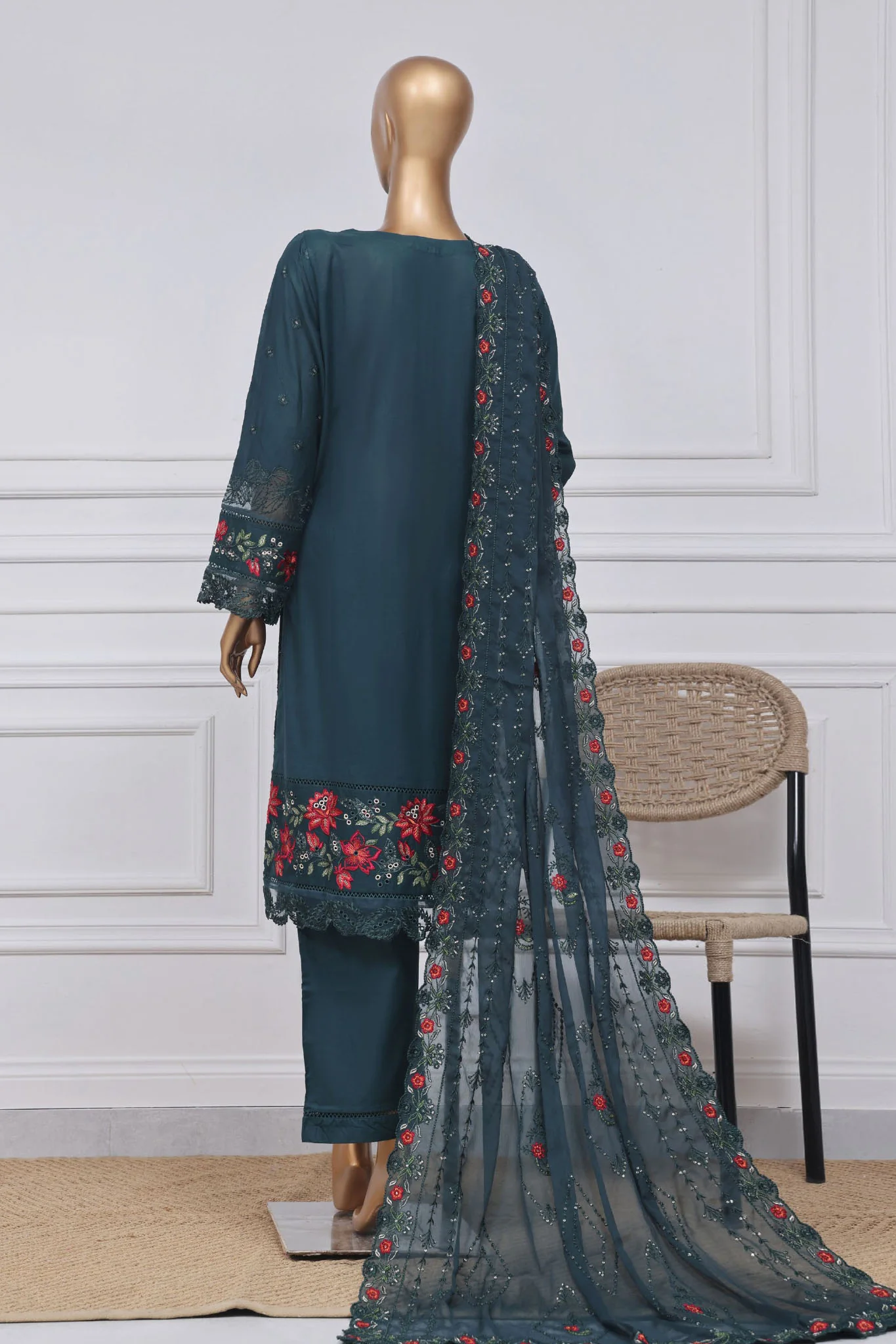 Sada Bahar Stitched 3 Piece Luxury Emb Spring Collection-LEL-MK-13-Teal - Image 2