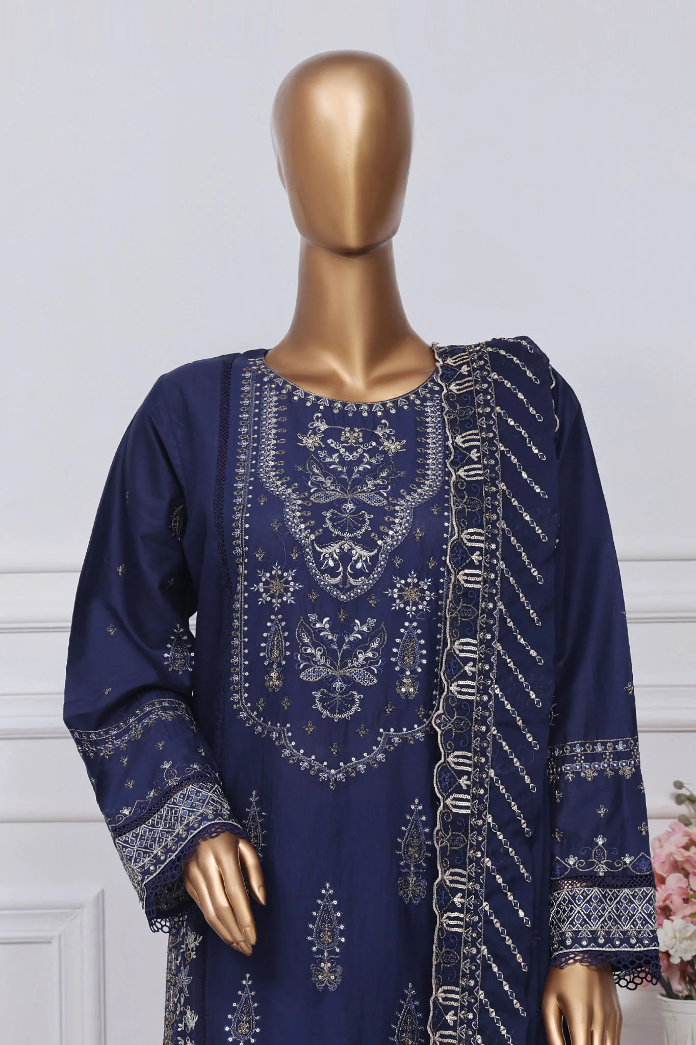 Sada Bahar Stitched 3 Piece Luxury Emb Spring Collection-LEL-MK-15-Blue - Image 2