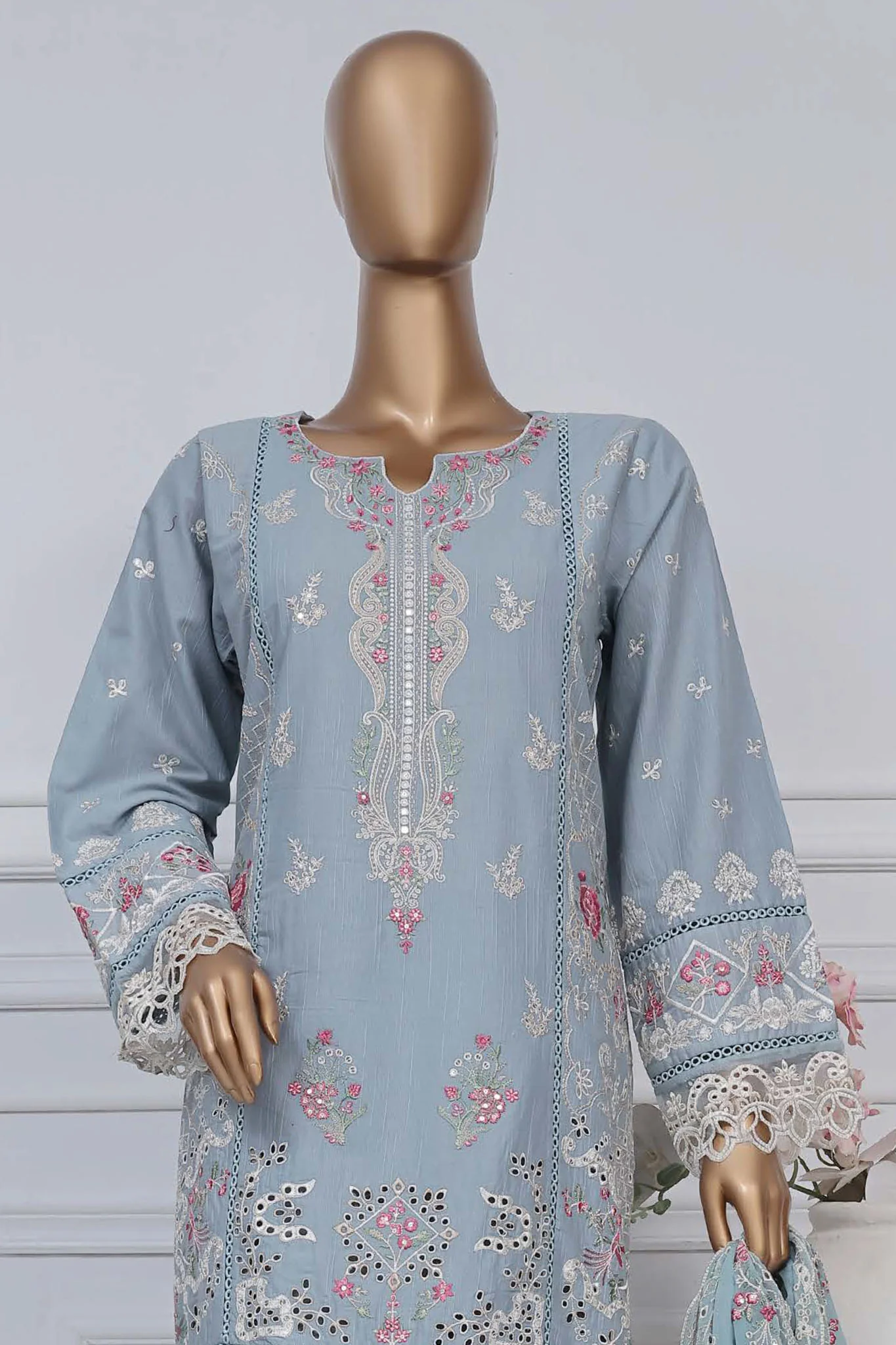 Sada bahar Stitched 3 Piece Luxury Emb Spring Vol-02 Collection-LEL2-MK-29-Grey - Image 2