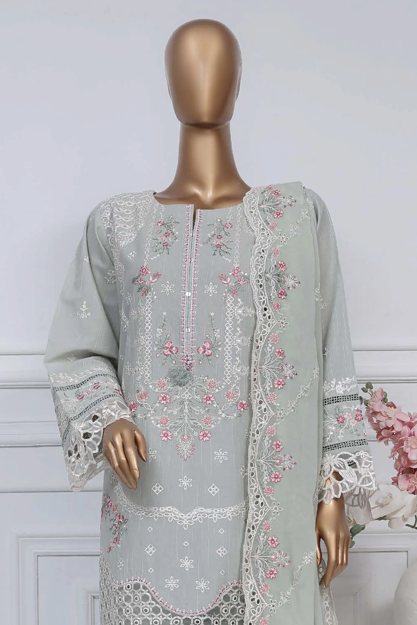 Sada bahar Stitched 3 Piece Luxury Emb Spring Vol-02 Collection-LEL2-MK-30-Mint - Image 2