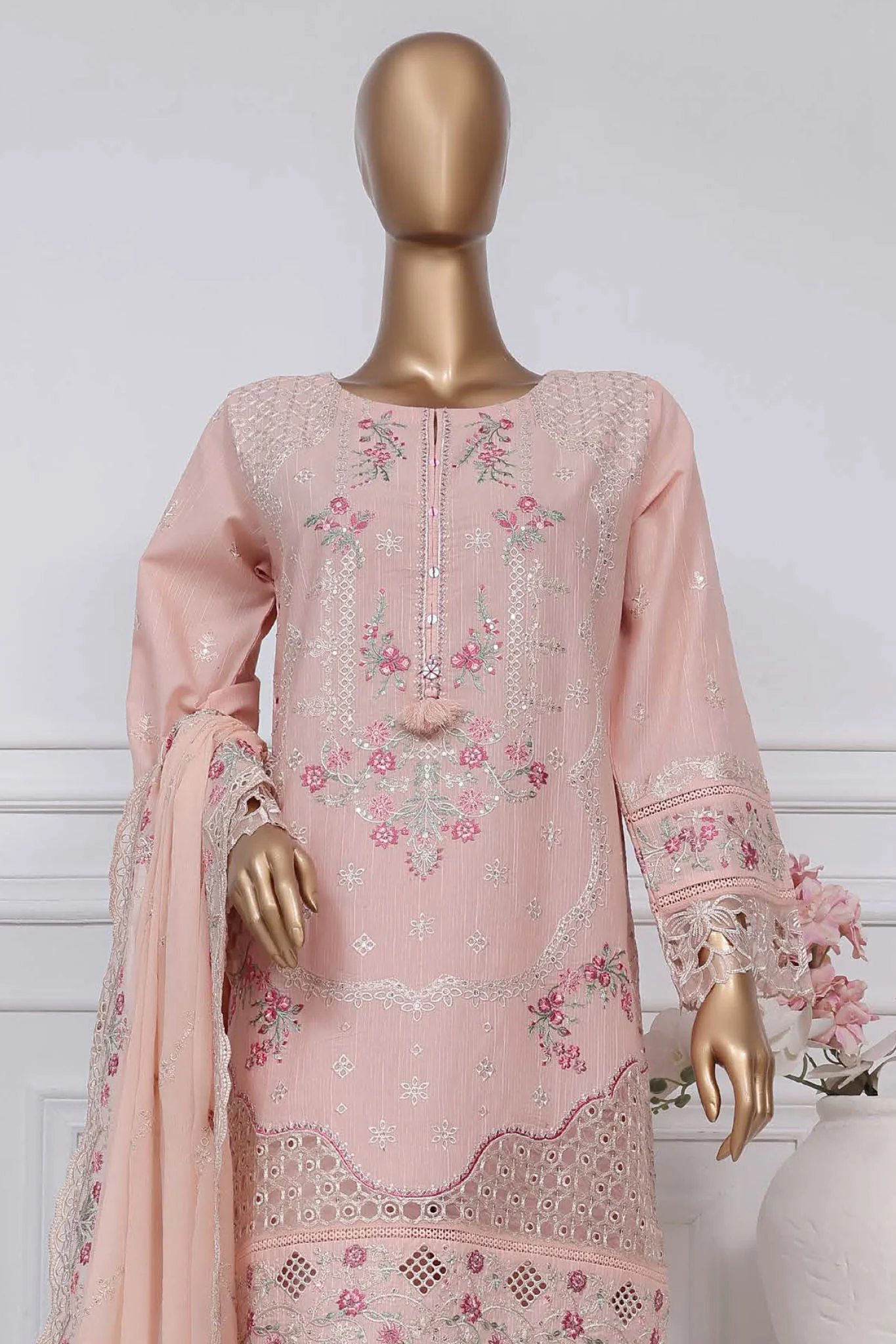 Sada bahar Stitched 3 Piece Luxury Emb Spring Vol-02 Collection-LEL2-MK-30-Pink - Image 2