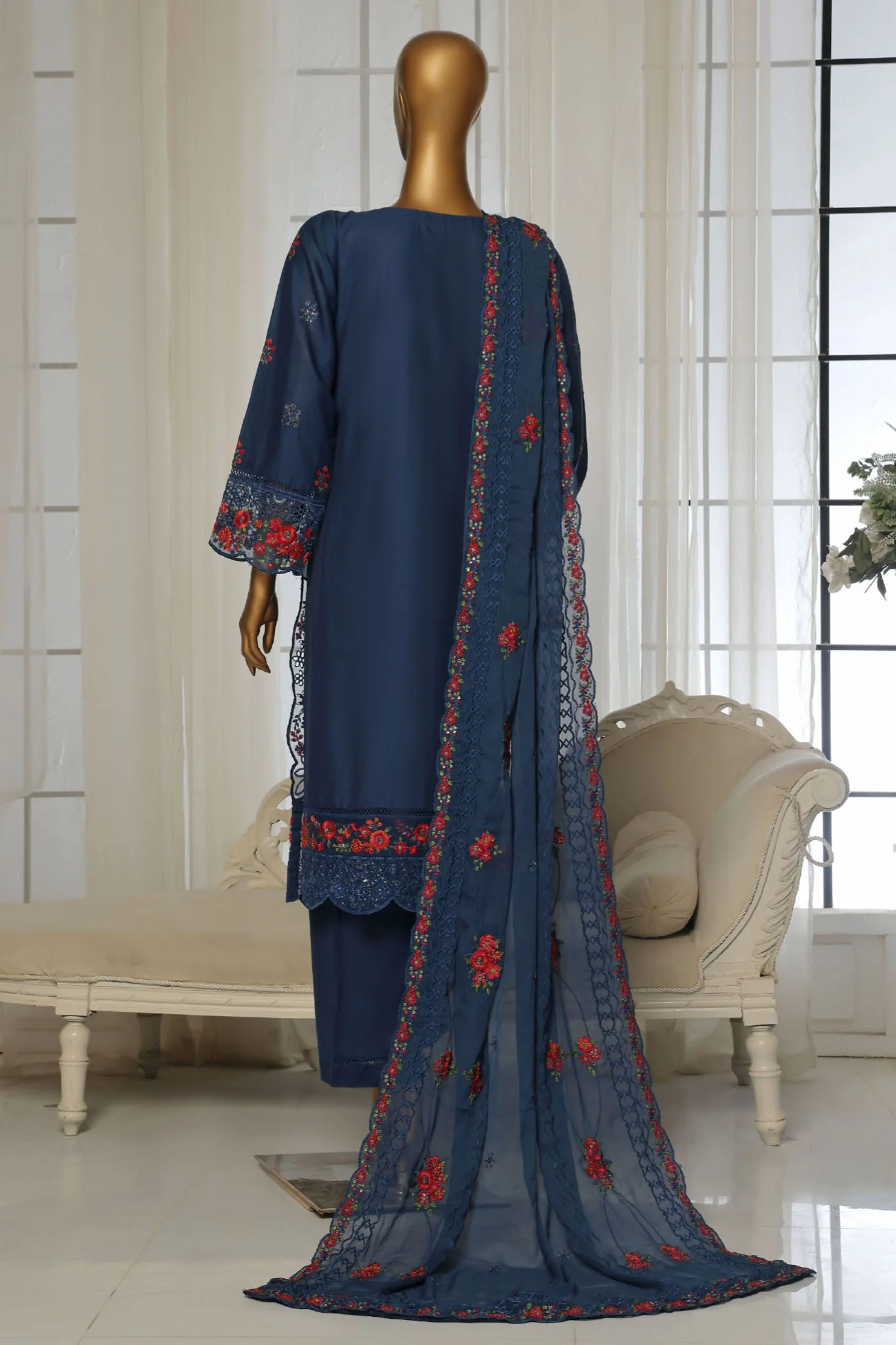 Sada Bahar Stitched 3 Piece Luxury Emb Spring Vol-04 Suit-LEL4-MK33-Blue - Image 3