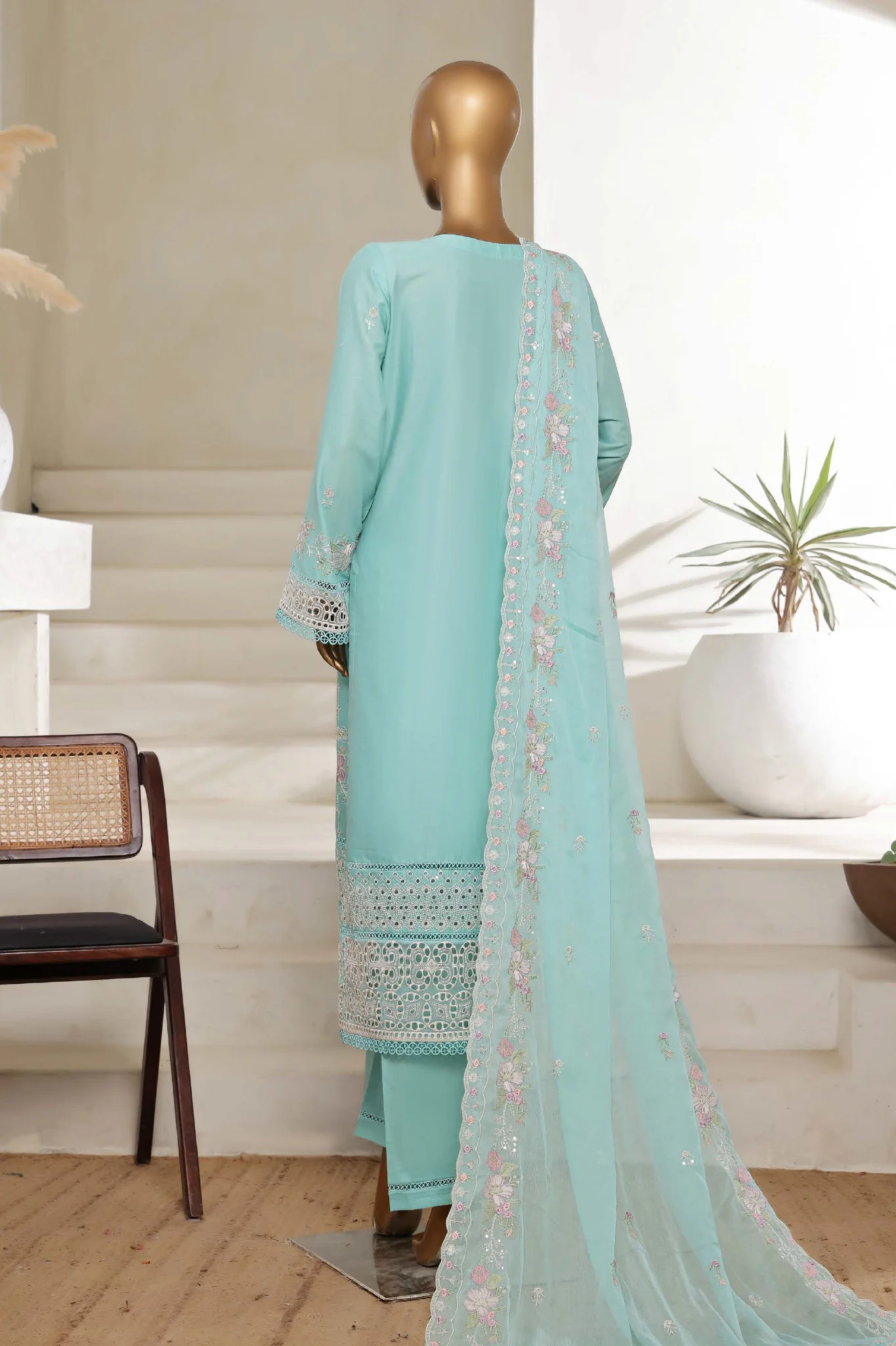Sada Bahar Stitched 3 Piece Luxury Emb Spring Vol-05 Suit-MK-49-Ferozi - Image 2