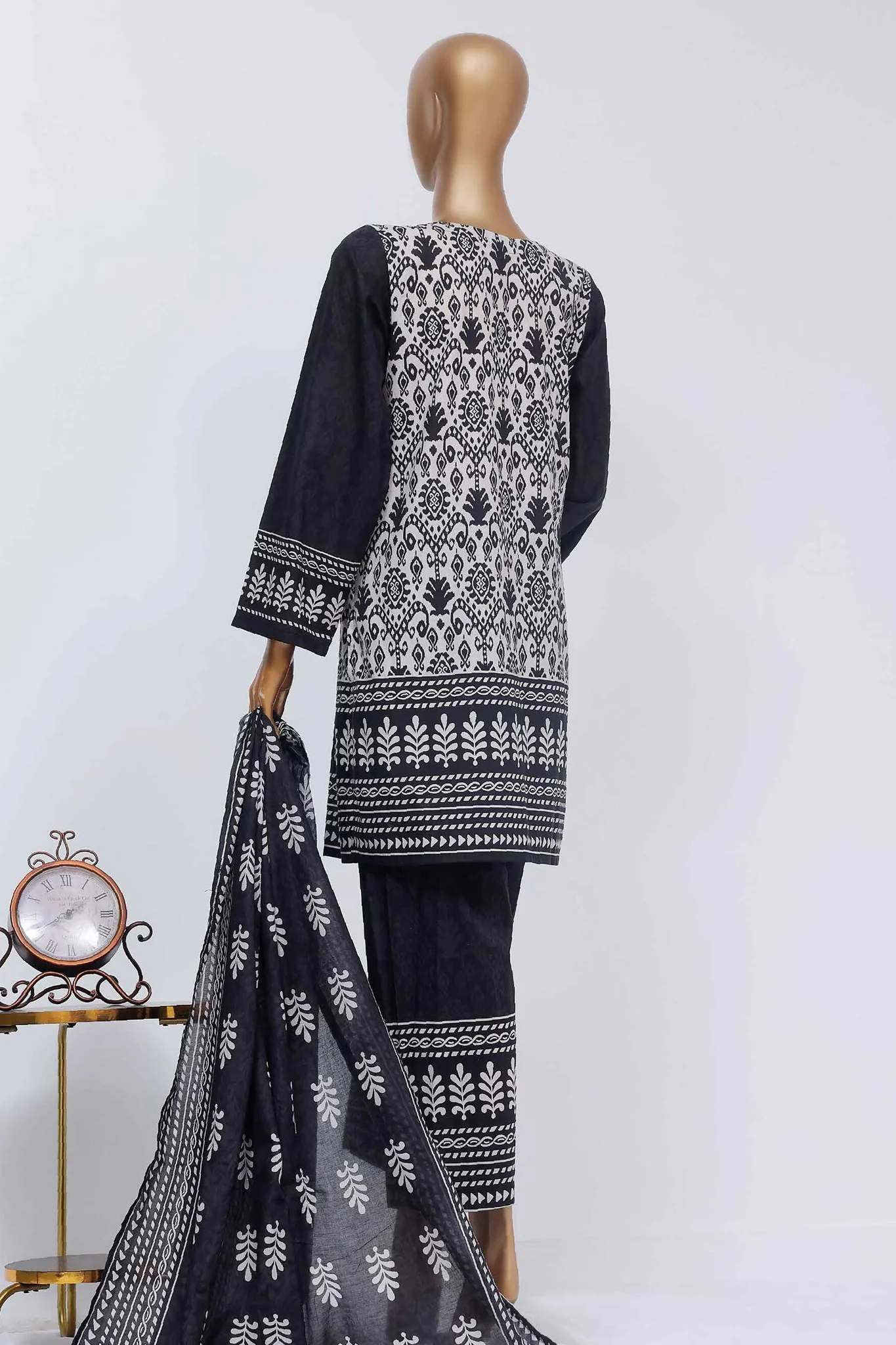 Sada Bahar Stitched 3 Piece Mid Summer Co Ords Suit-D-5731-Off White - Image 3
