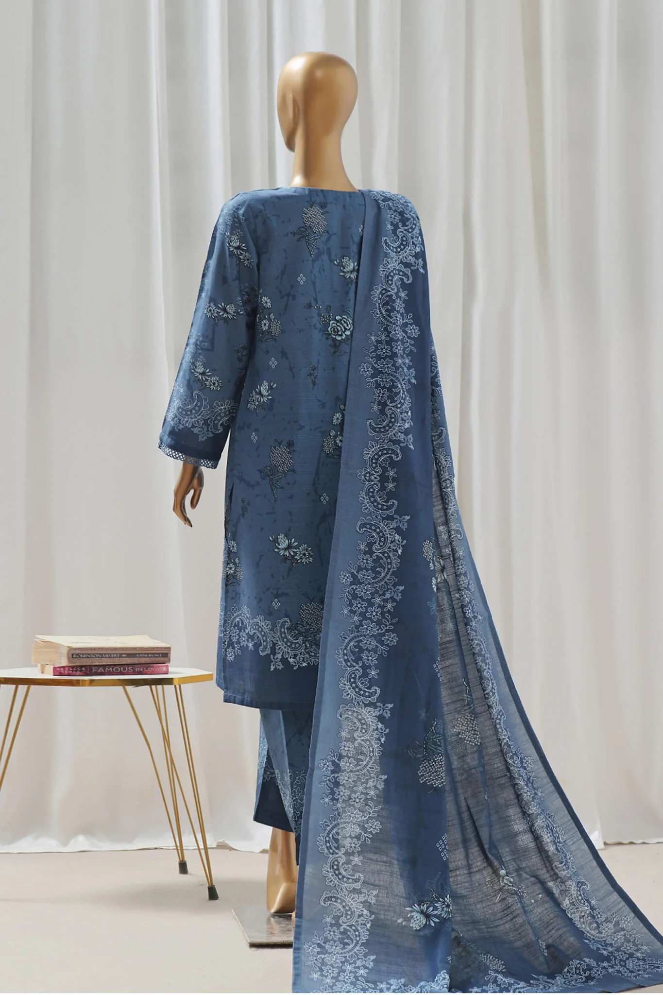 Sada Bahar Stitched 3 Piece Printed Khaddar Vol-02 Suit-D-11-Blue - Image 3