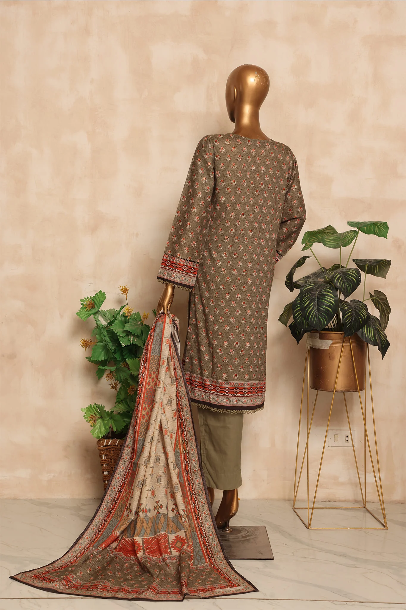Sada Bahar Stitched 3 Piece Printed Lawn Suit-DPL-1096-Mehndi - Image 2