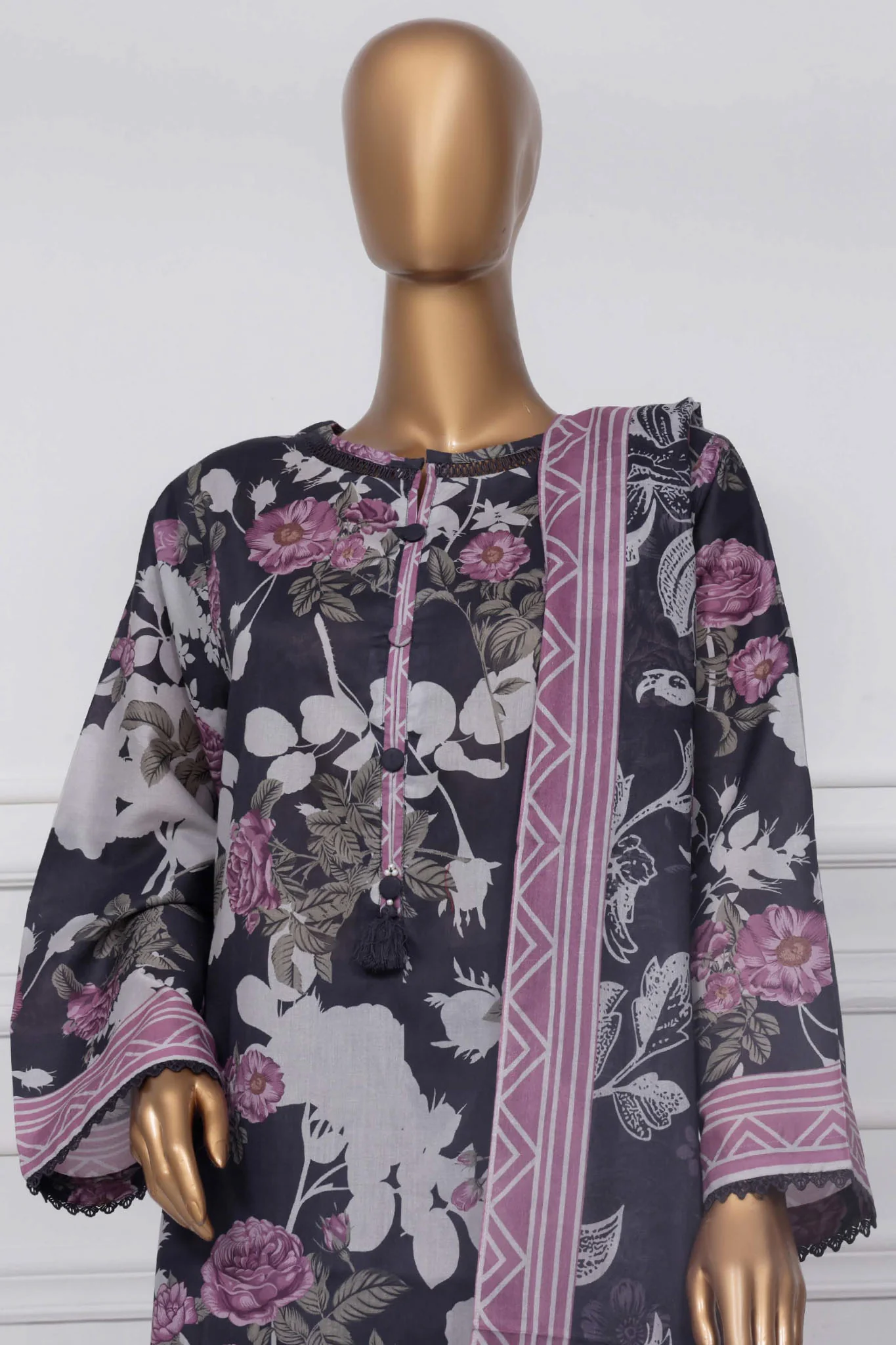 Sada Bahar Stitched 3 Piece Printed Lawn Vol-01 Suit-PR-9523-N Blue - Image 2