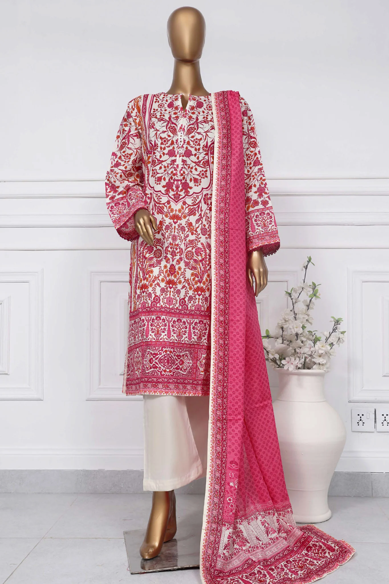 Sada Bahar Stitched 3 Piece Printed Lawn Vol-01 Suit-PR-1300-Magenta