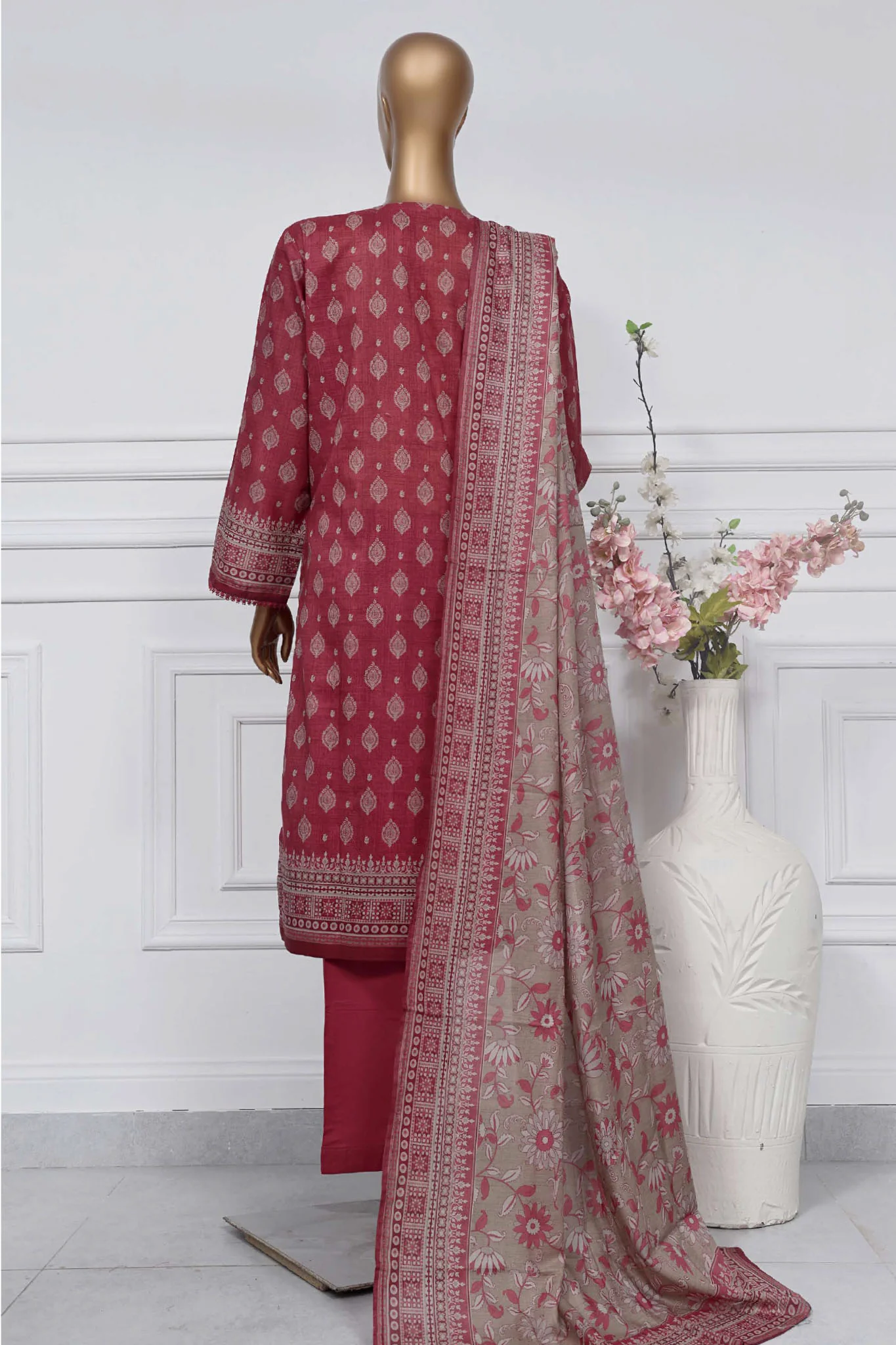 Sada Bahar Stitched 3 Piece Printed Lawn Vol-01 Suit-PR-9481-Brown - Image 3
