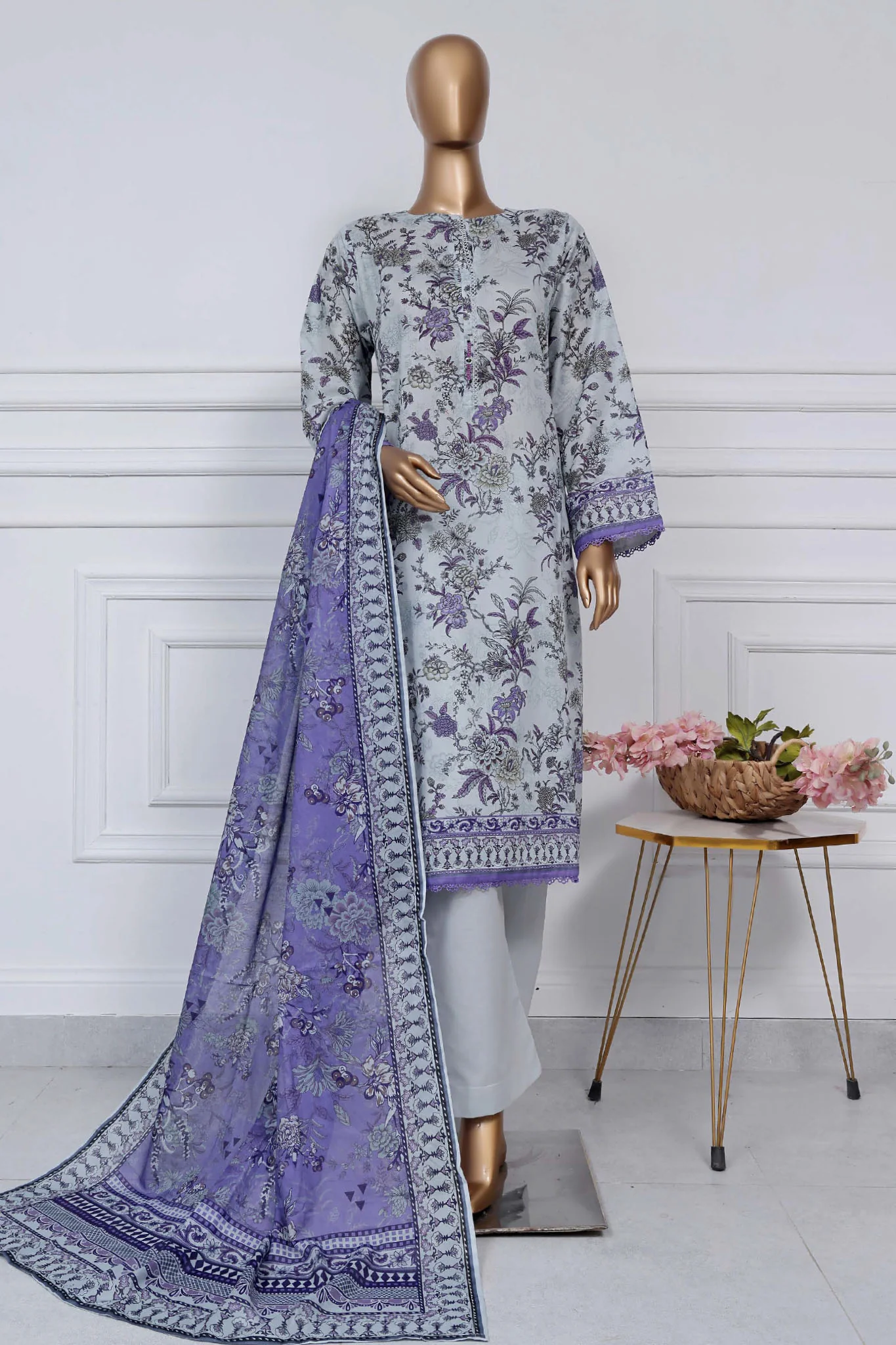 Sada Bahar Stitched 3 Piece Printed Lawn Vol-02 Suit-PR-9475-Sky