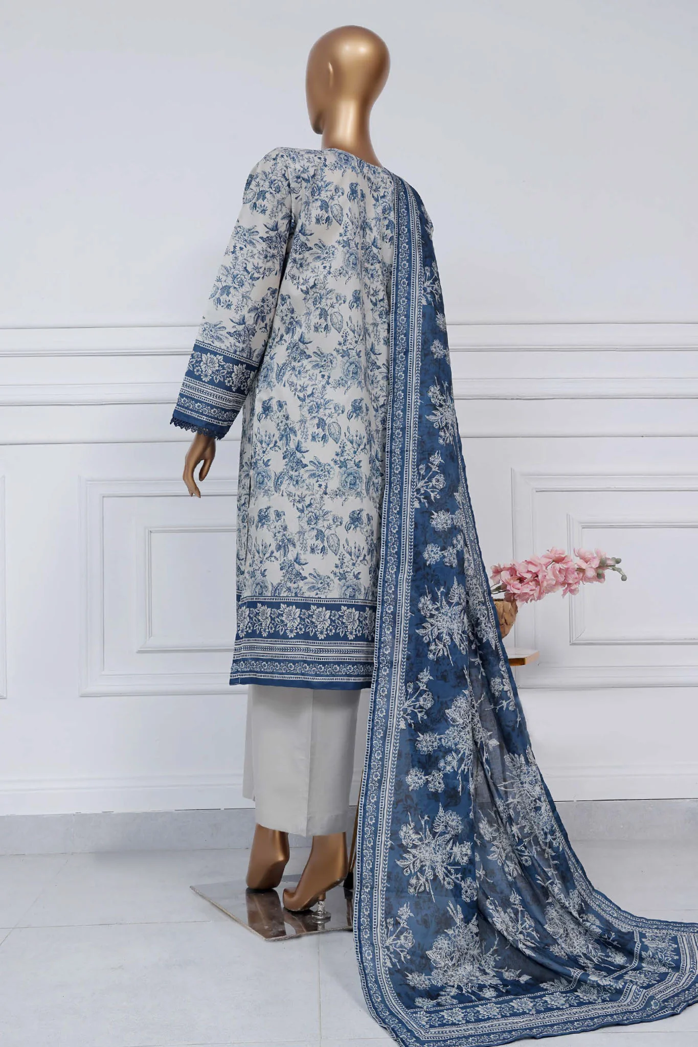 Sada Bahar Stitched 3 Piece Printed Lawn Vol-02 Suit-PR-9493-Off White - Image 3