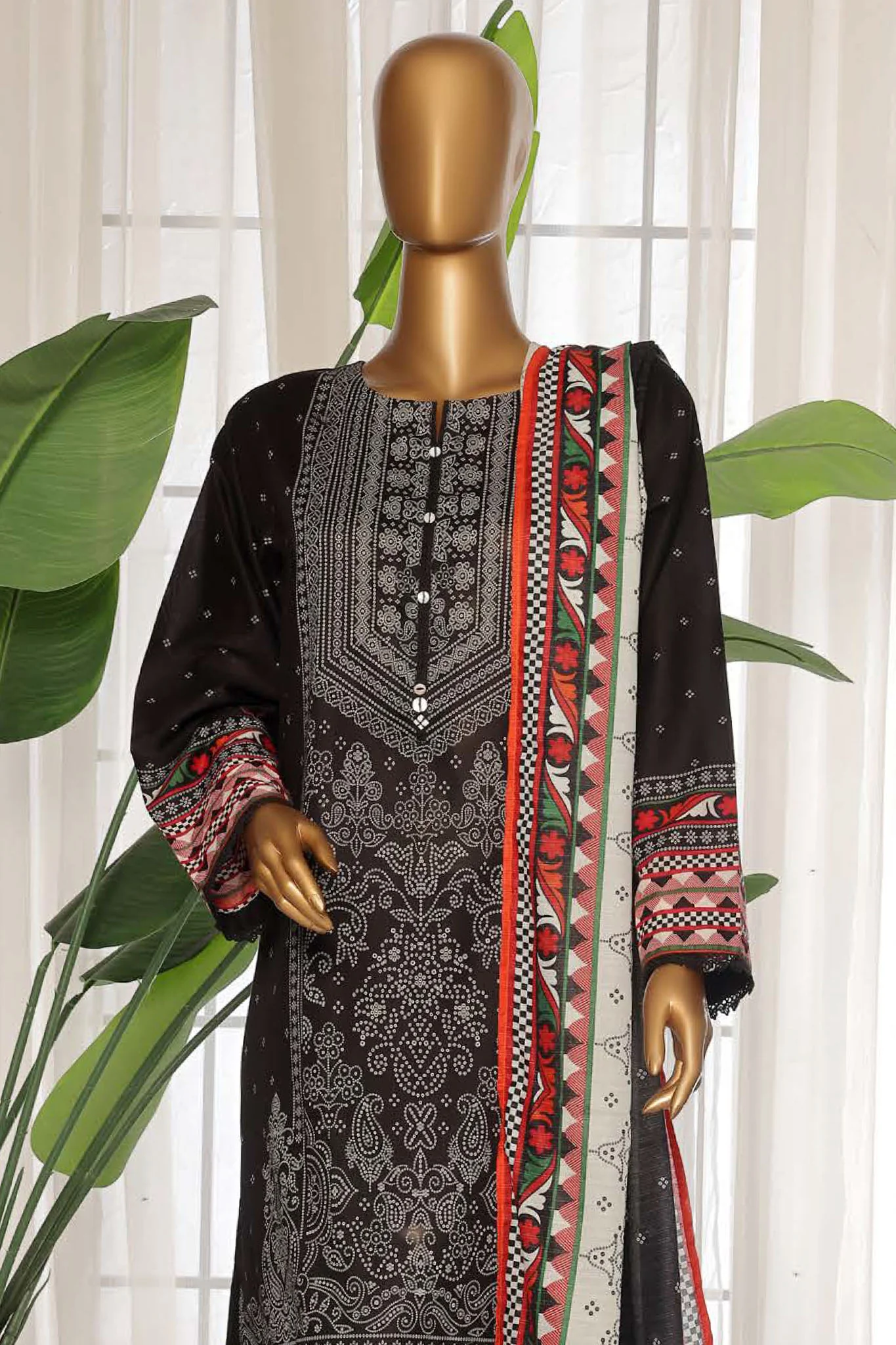 Sada Bahar Stitched 3 Piece Printed Lawn Vol-03 Suit-PR-1299-Black - Image 2