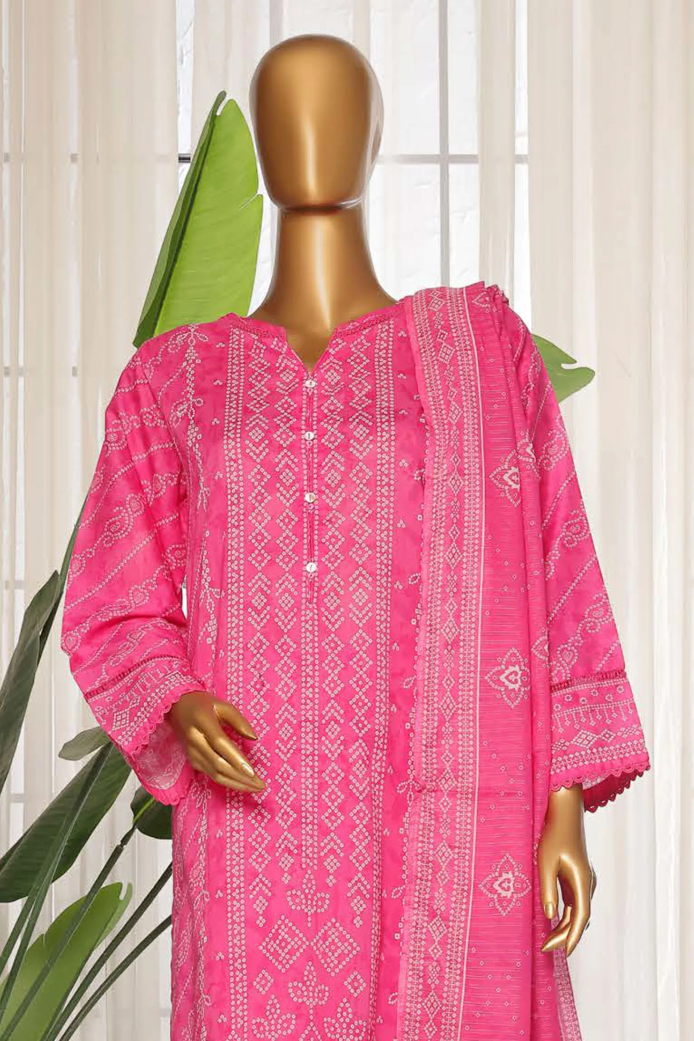 Sada Bahar Stitched 3 Piece Printed Lawn Vol-03 Suit-PR-2777-Dark Pink - Image 2