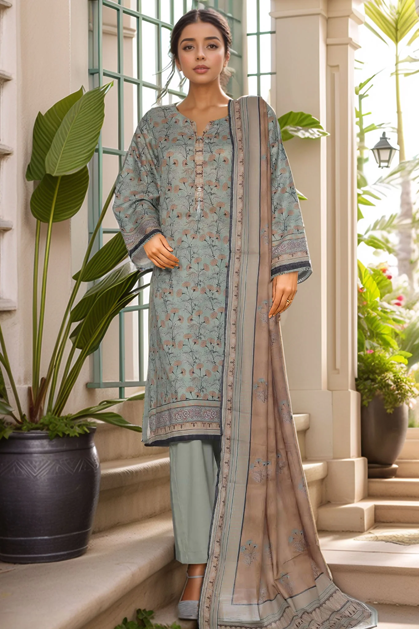 Sada Bahar Stitched 3 Piece Printed Lawn Vol-03 Suit-PR-9502-Azure