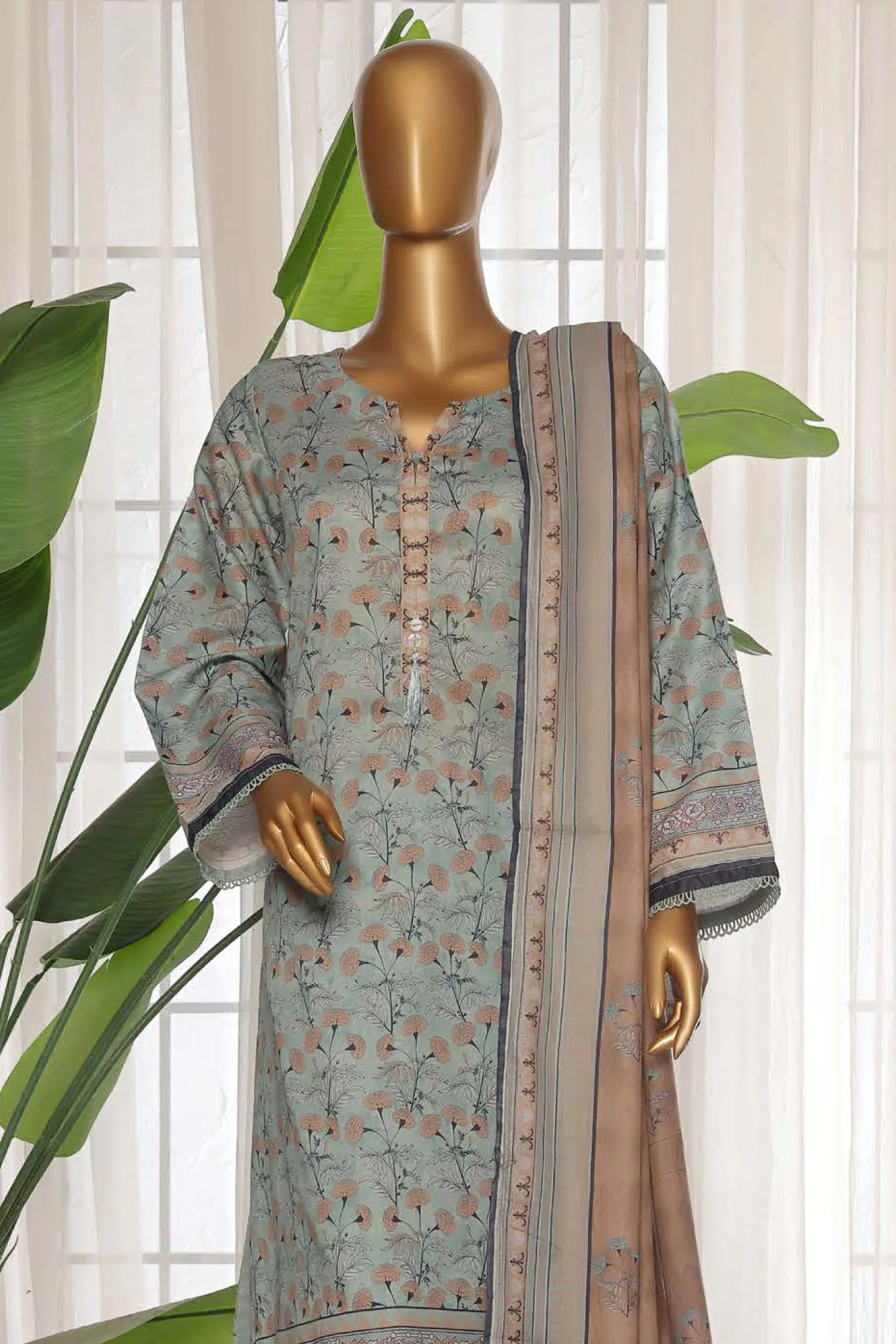 Sada Bahar Stitched 3 Piece Printed Lawn Vol-03 Suit-PR-9502-Azure - Image 2