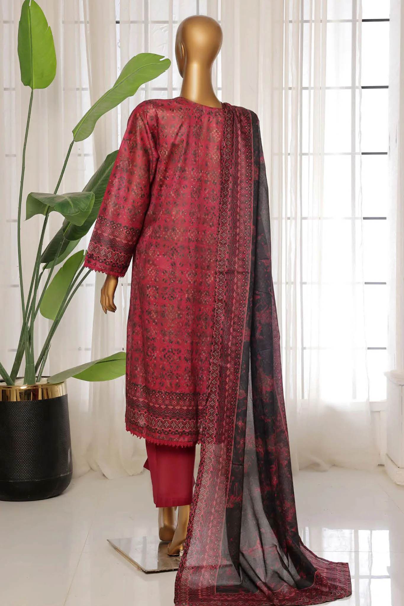 Sada Bahar Stitched 3 Piece Printed Lawn Vol-03 Suit-PR-9559-Maroon - Image 3