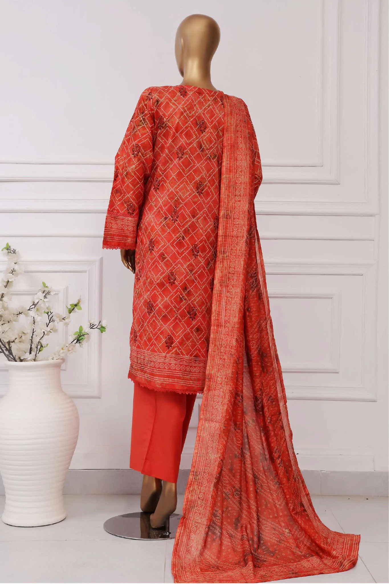 Sada Bahar Stitched 3 Piece Printed Lawn Vol-04 Suit-PR-2734-Orange - Image 3