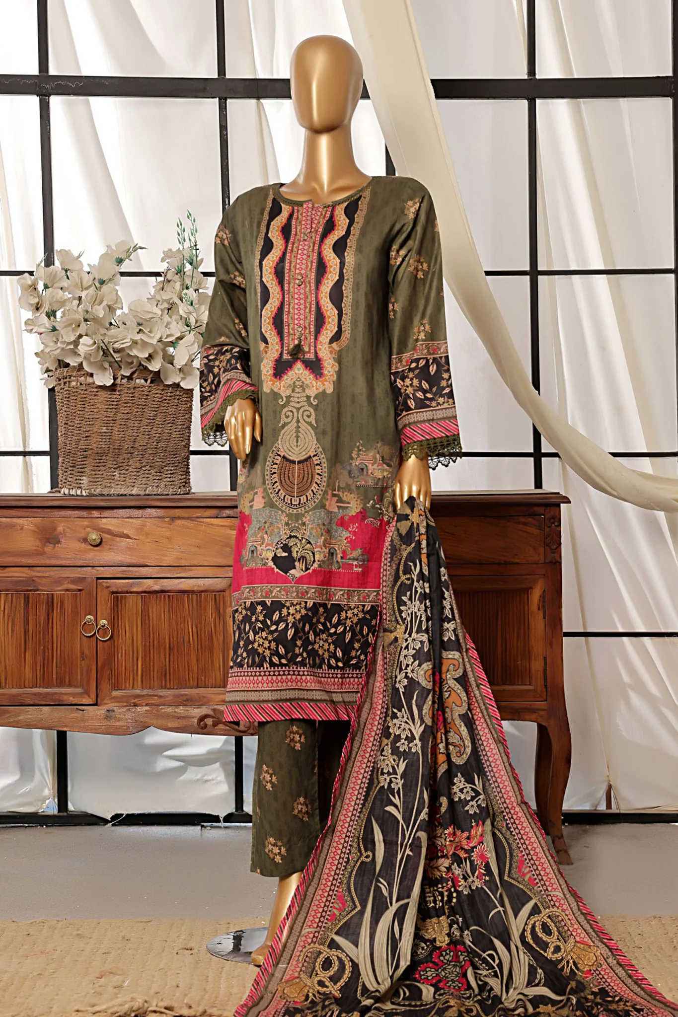 Sada Bahar Stitched 3 Piece Printed Lawn Vol-07 Suit-D-2530-Green