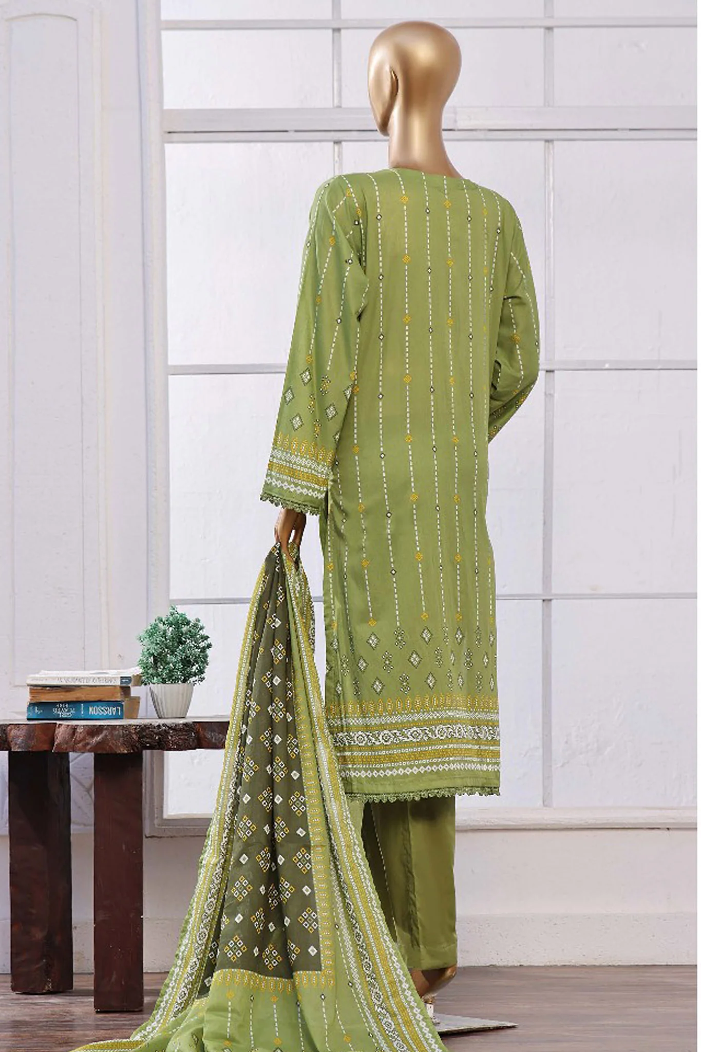 Sada Bahar Stitched 3 Piece Printed Lawn Vol-08 Suit-PL-332-Green - Image 3