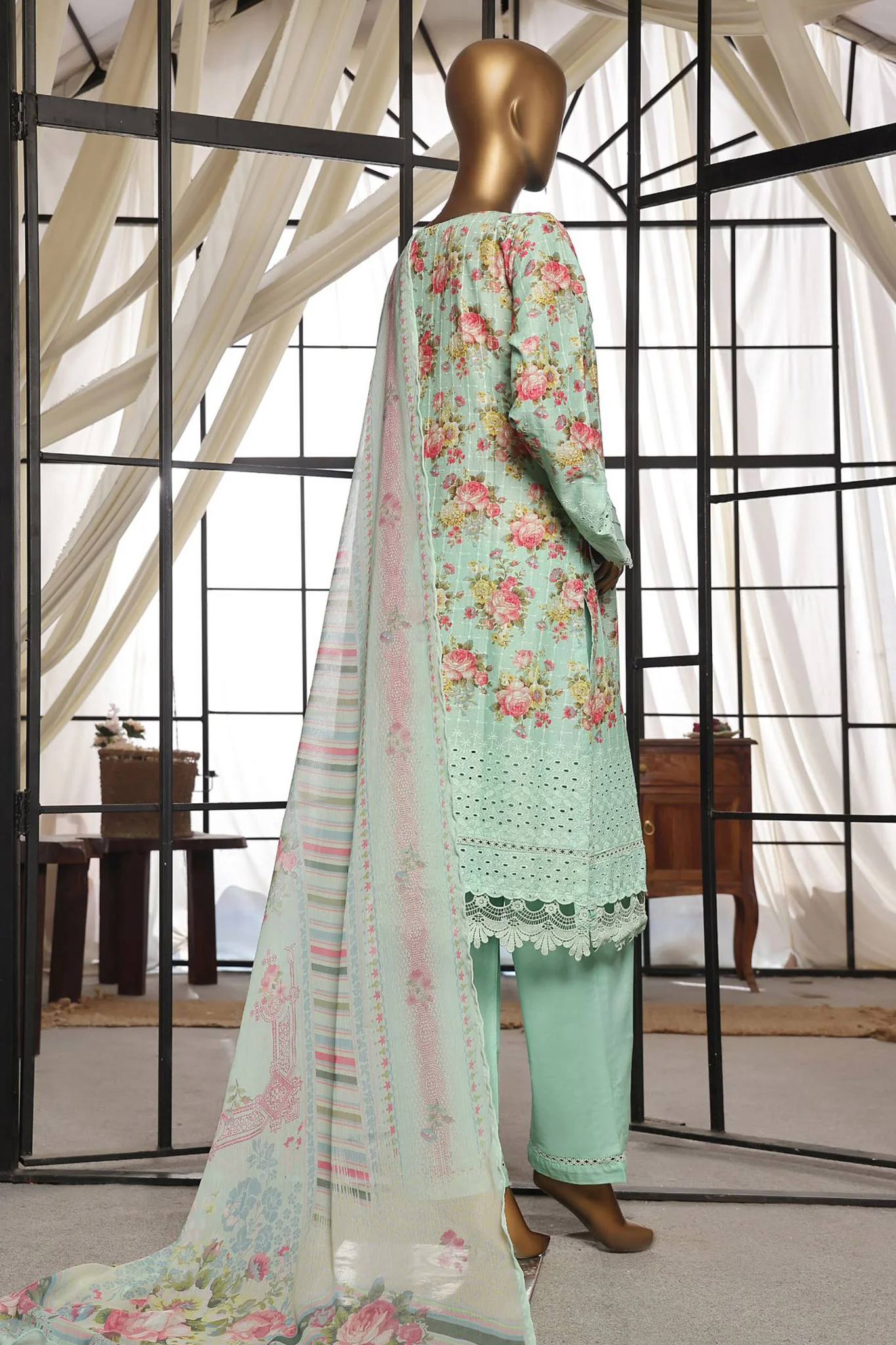 Sada Bahar Stitched 3 Piece Printkari Print Over Chikankari Lawn Suit-PCK-1-Pista - Image 3