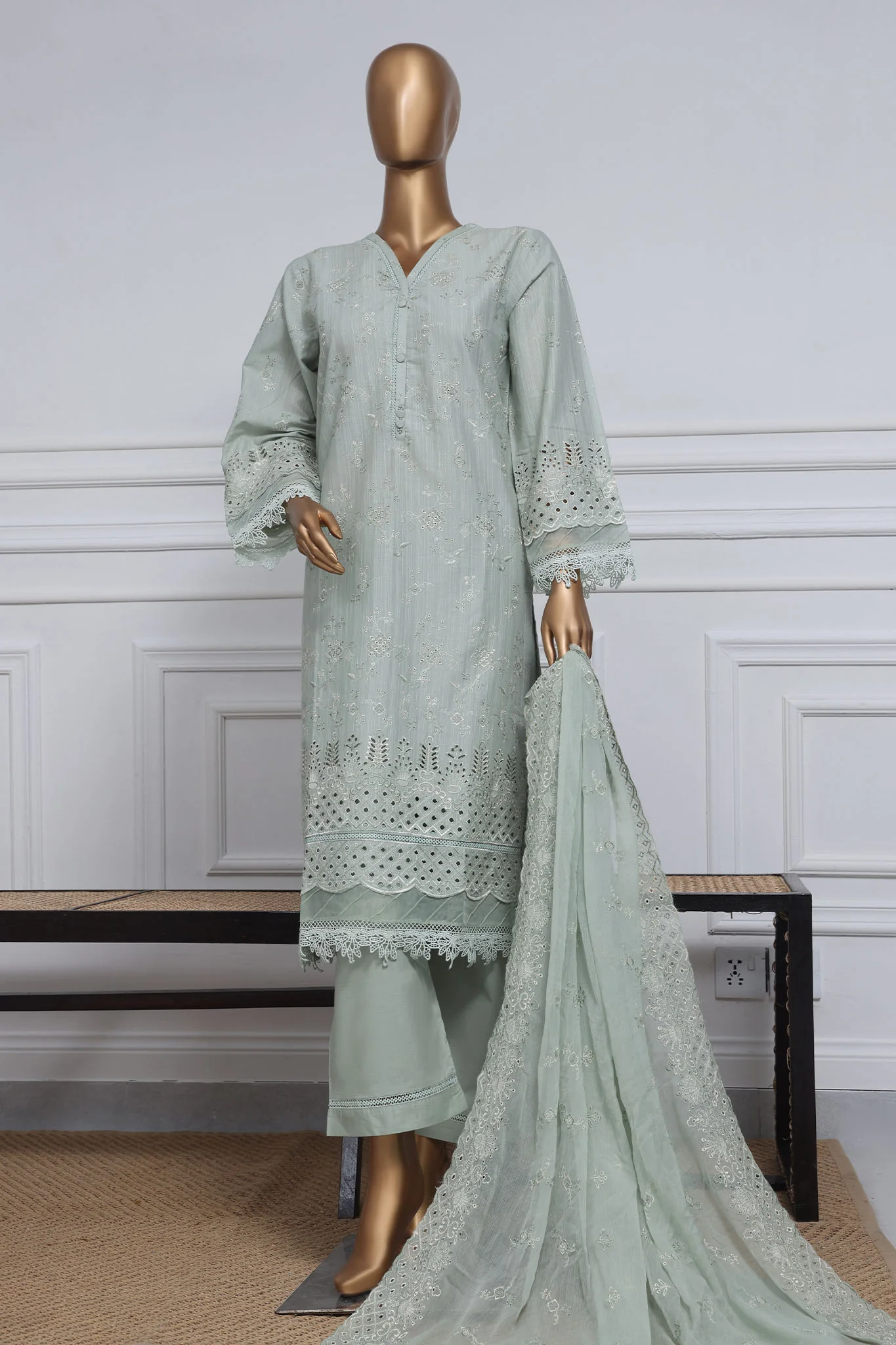 Sada Bahar Stitched 3 Piece Two Tone Chikankari Vol-01 Suit-TCK-Pista