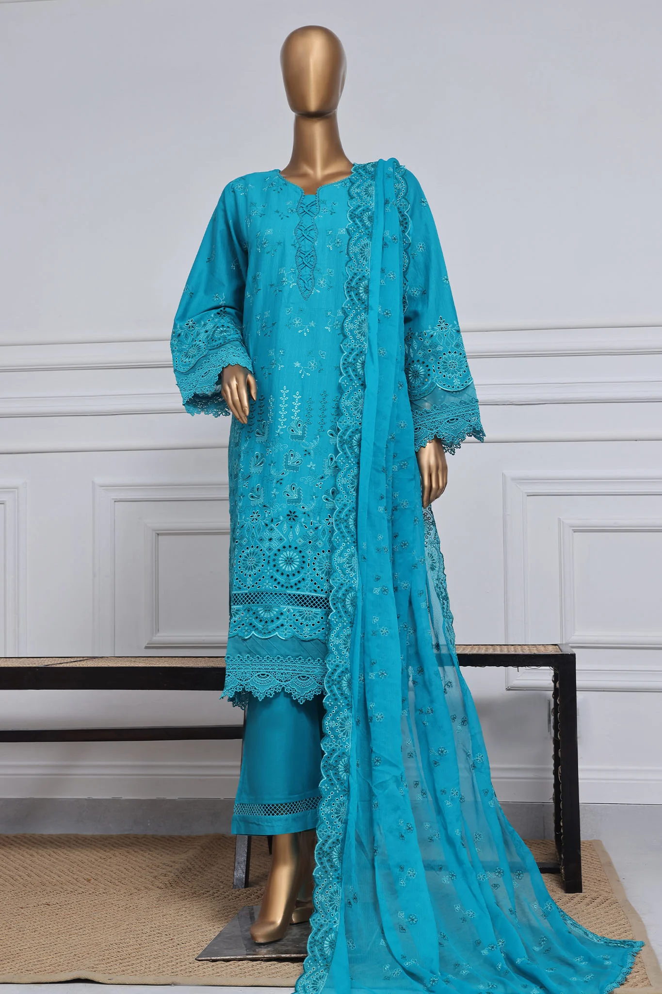 Sada Bahar Stitched 3 Piece Two Tone Chikankari Vol-01 Suit-TCK-Sea Green