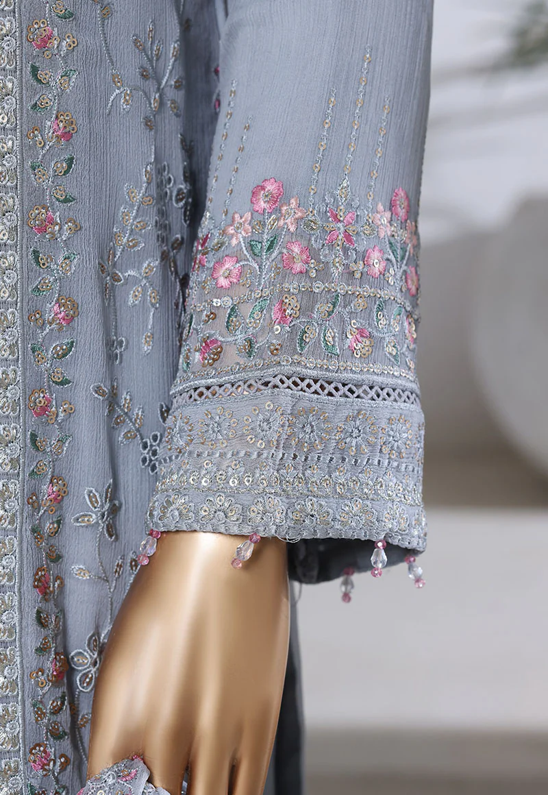 Afsany By Sada Bahar Stitched 3 Piece Luxury Chiffon Vol-15 Suit-CF-11 GREY - Image 4