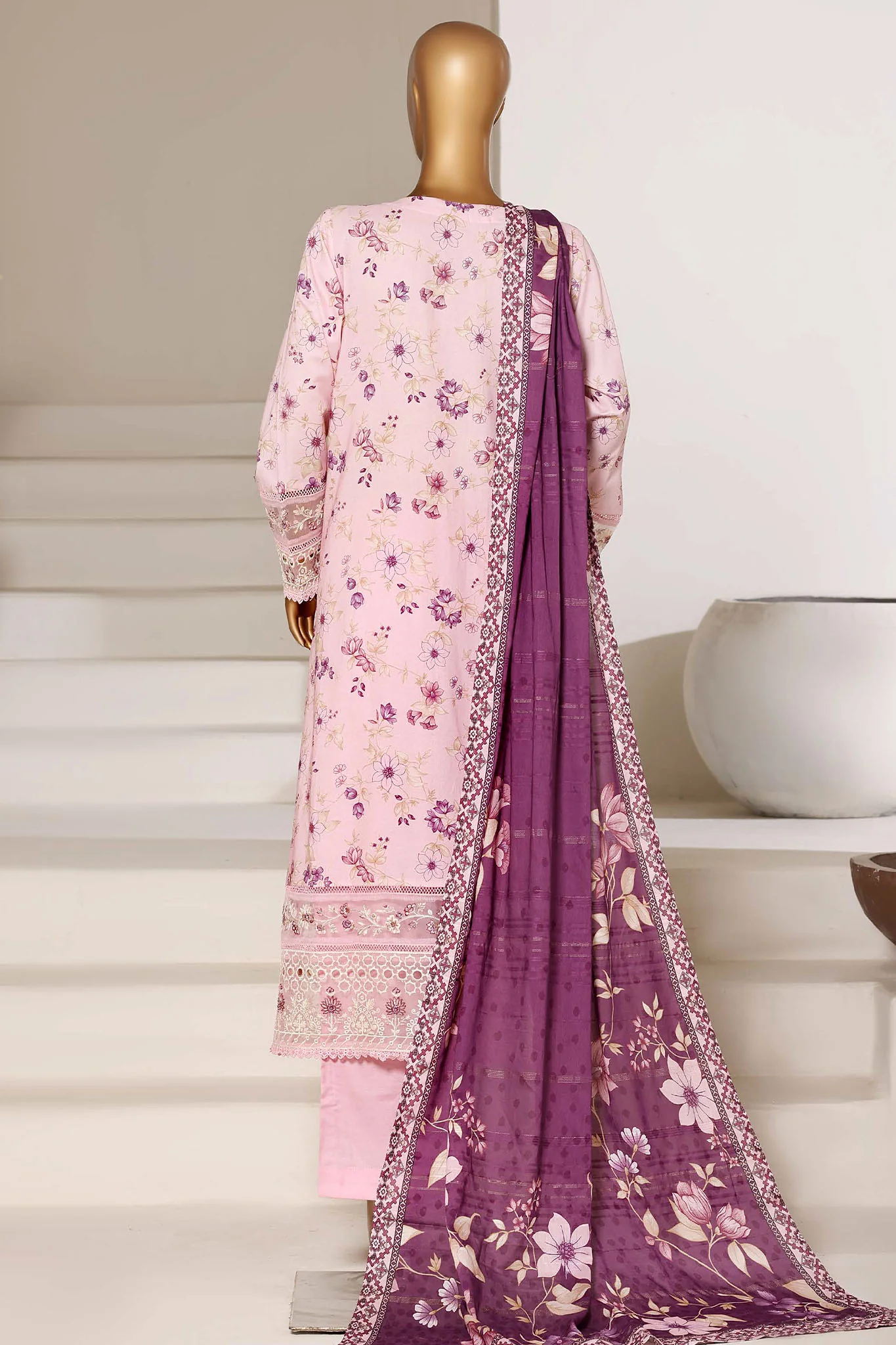 Sada Bahar Stitched 3 Piece Festive Emb Lawn With Fancy Dupatta Vol-01 Suit-D-645 PINK - Image 3